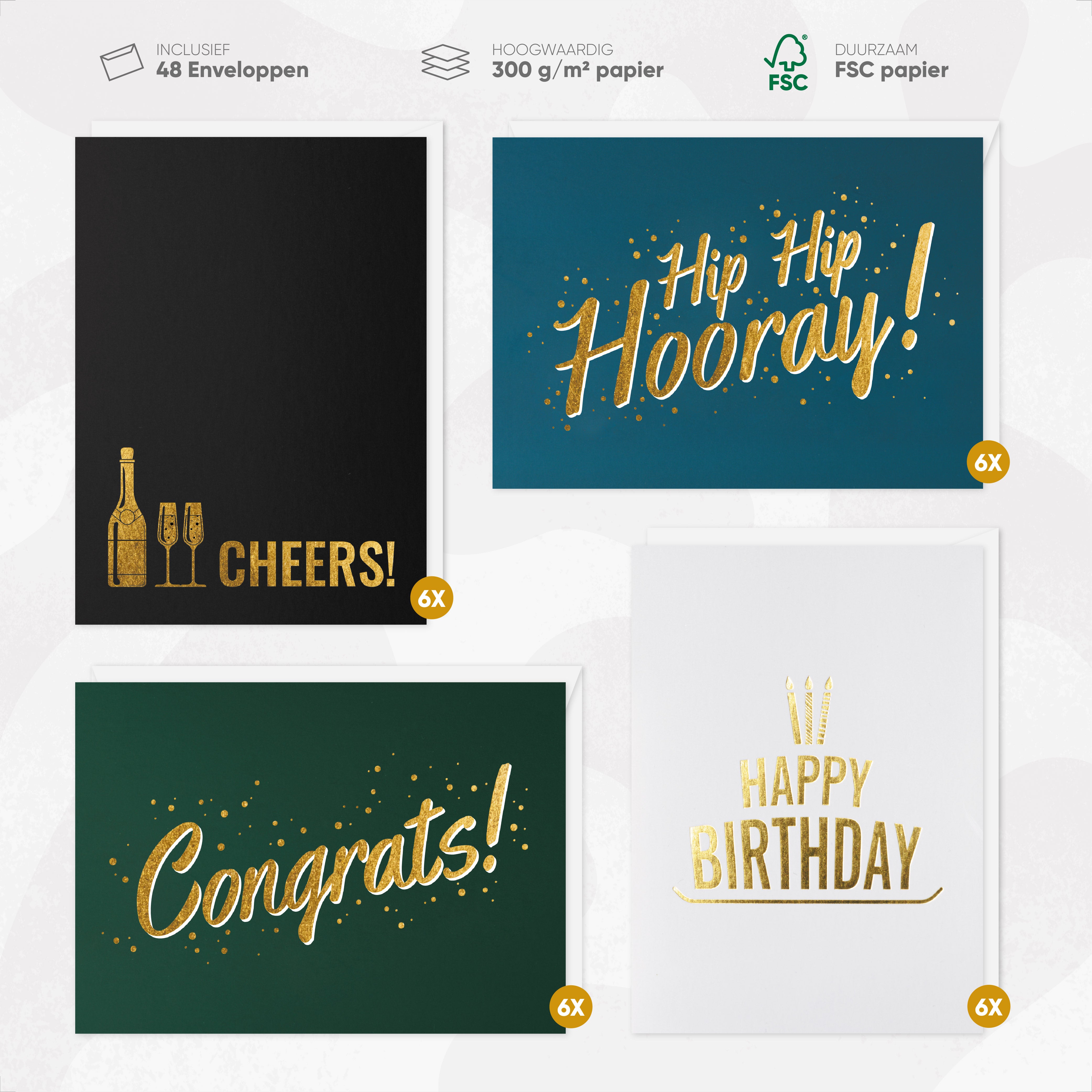 48 Stuks Wenskaarten Luxe