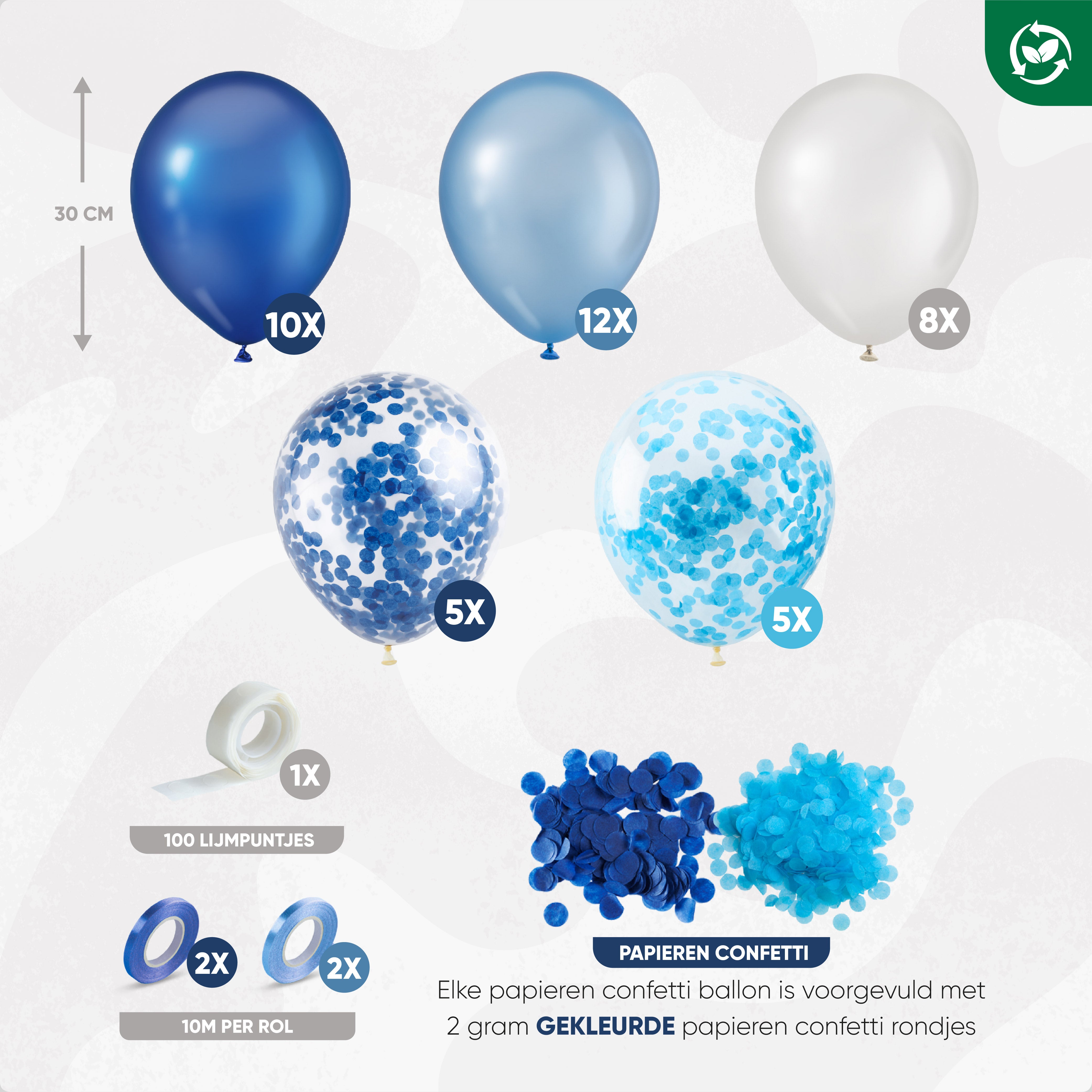 40 Stuks Blauw, Wit & Donkerblauw Ballonnen