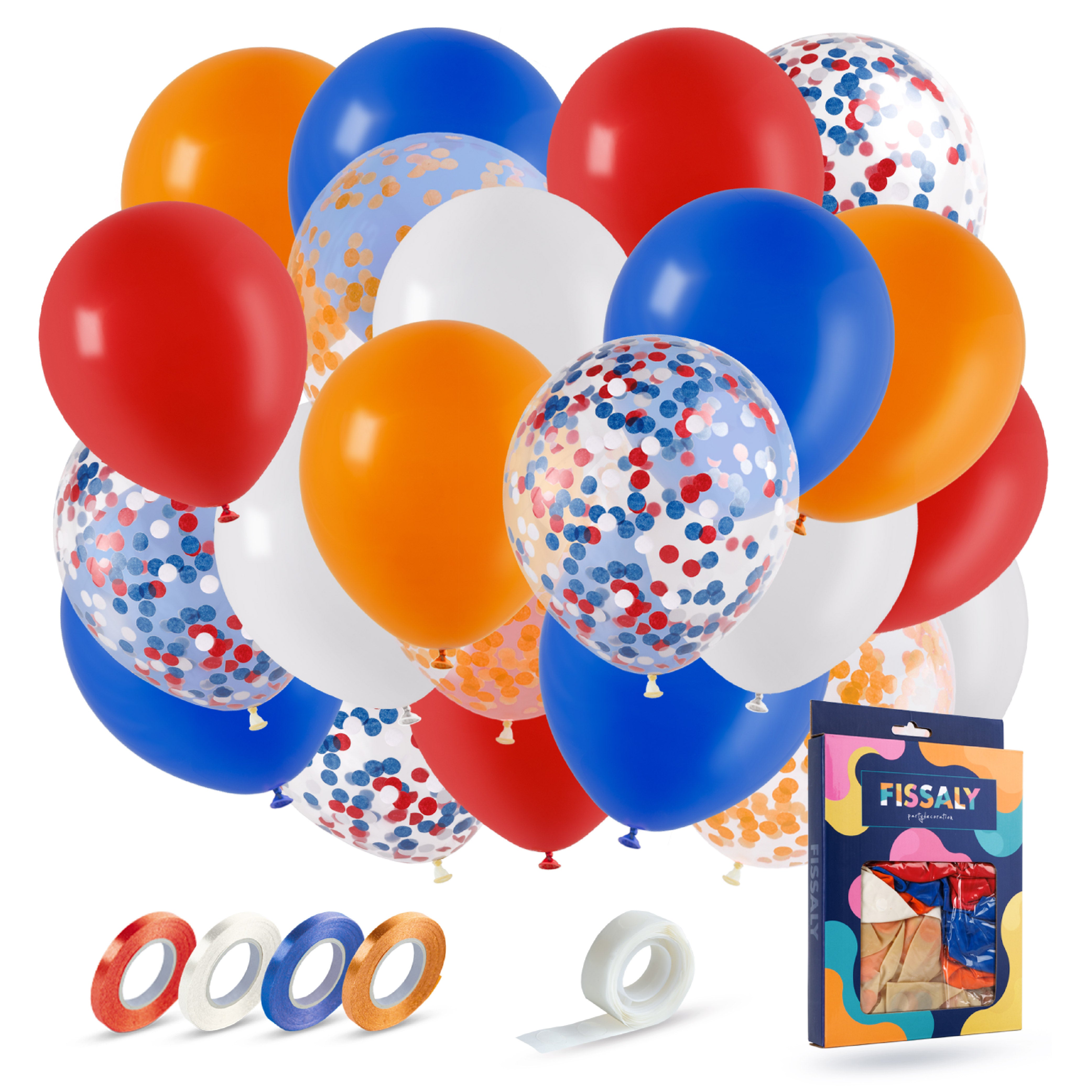 40 Stuks Rood, Wit, Blauw & Oranje Ballonnen