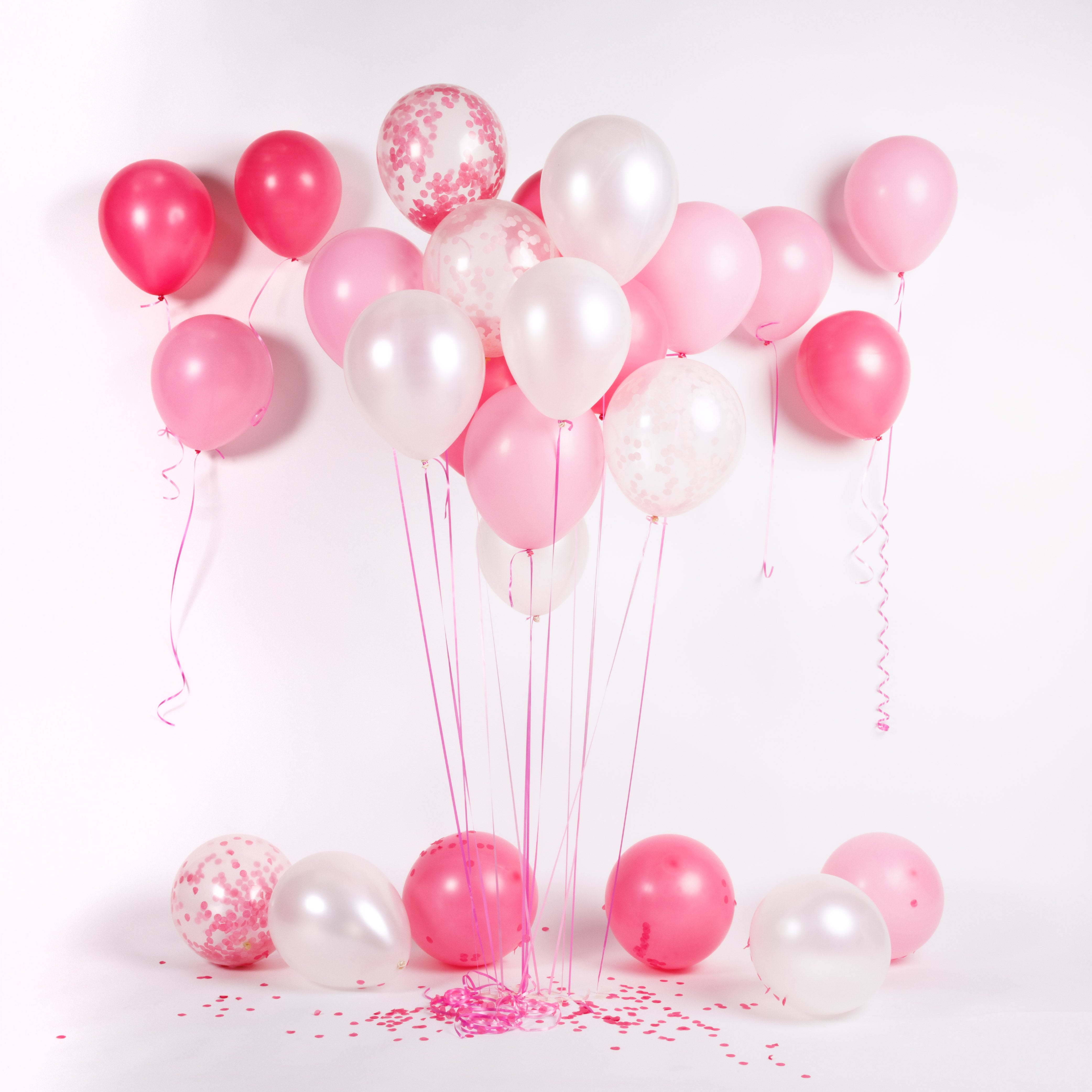 40 Stuks Roze, Wit & Donkerroze Ballonnen