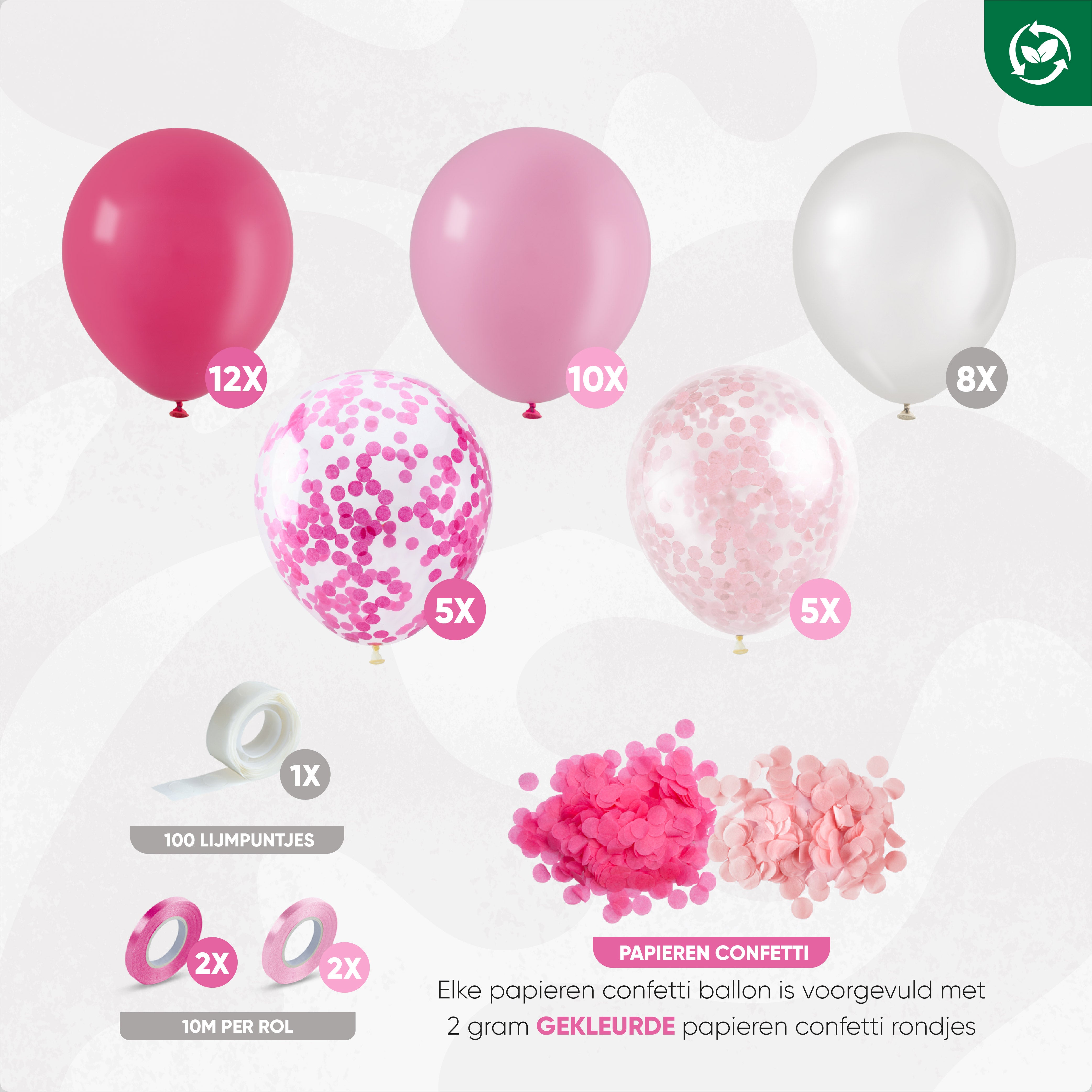40 Stuks Roze, Wit & Donkerroze Ballonnen