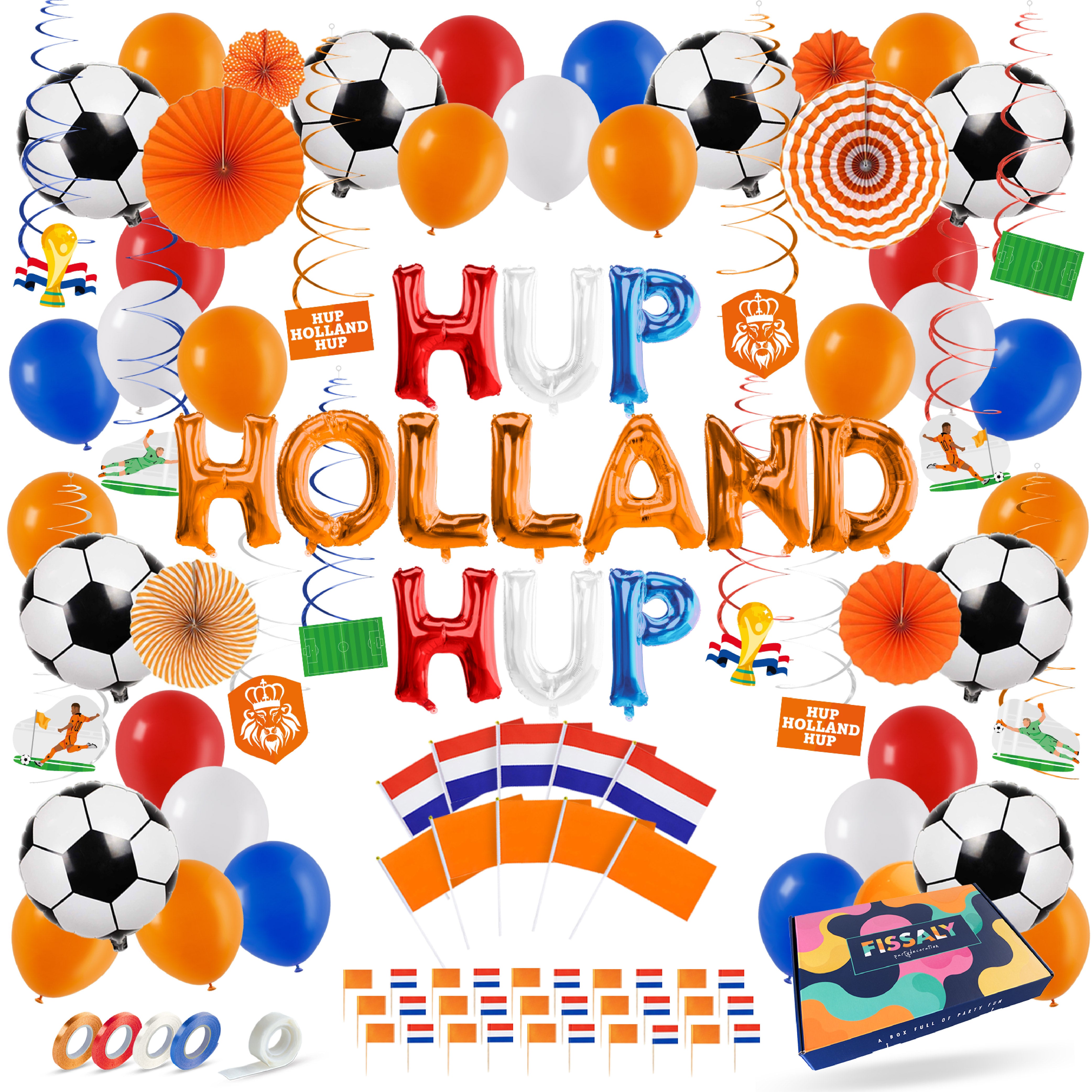 EK & WK Voetbal Nederland Feestpakket Oranje, Rood, Wit & Blauw