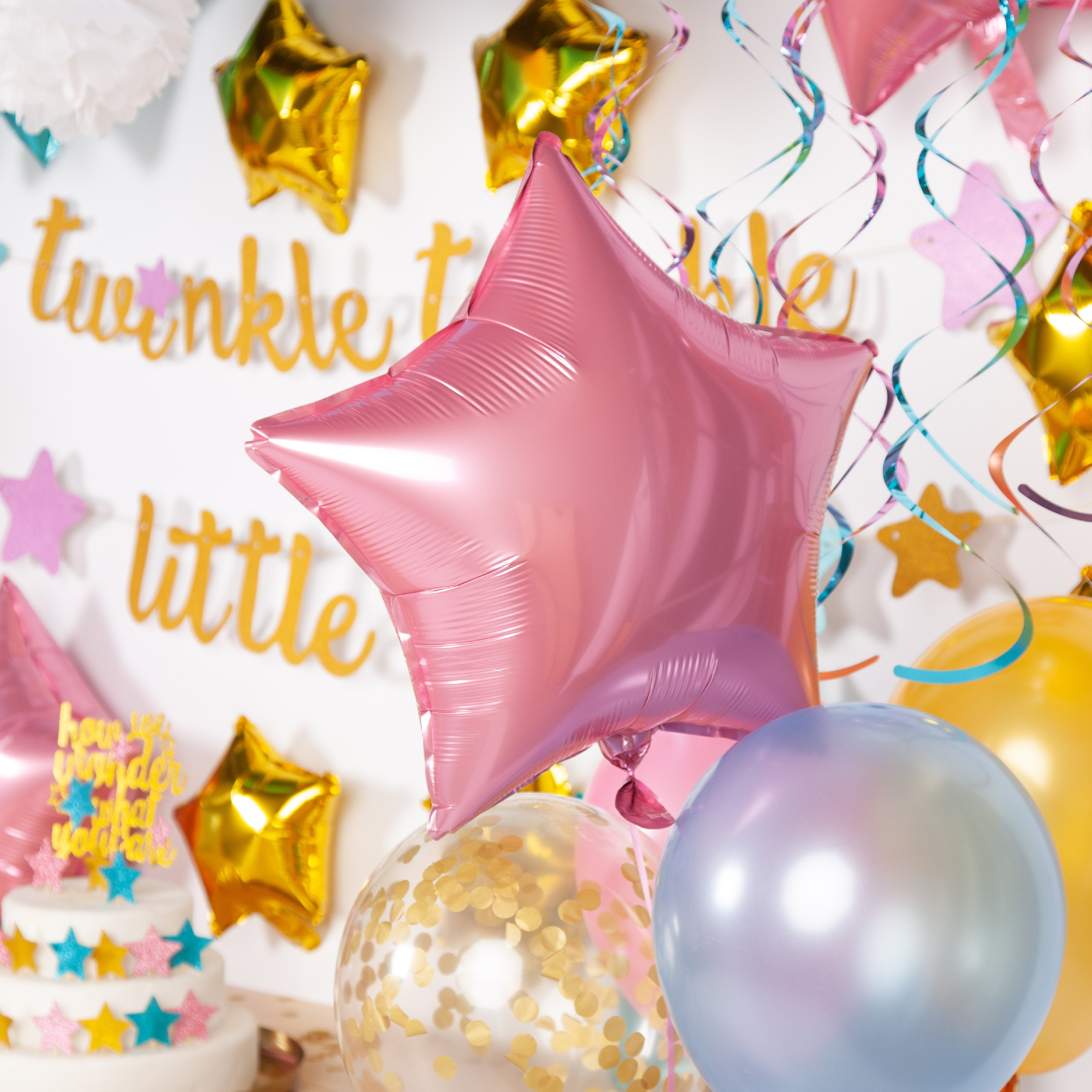 Twinkle Twinkle Little Star Gender Reveal Feestpakket Roze, Blauw, Wit & Goud