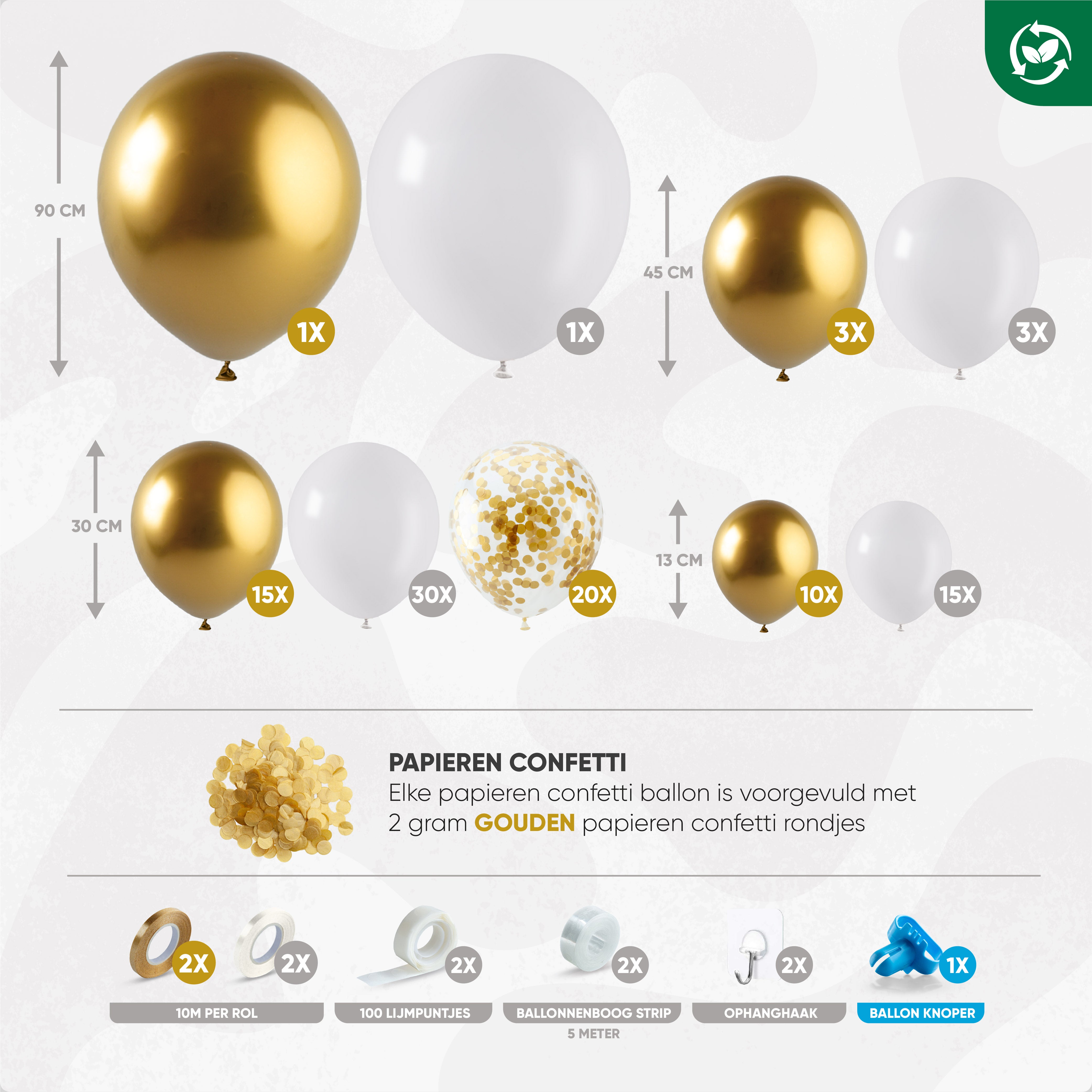 Ballonnenboog Wit & Goud