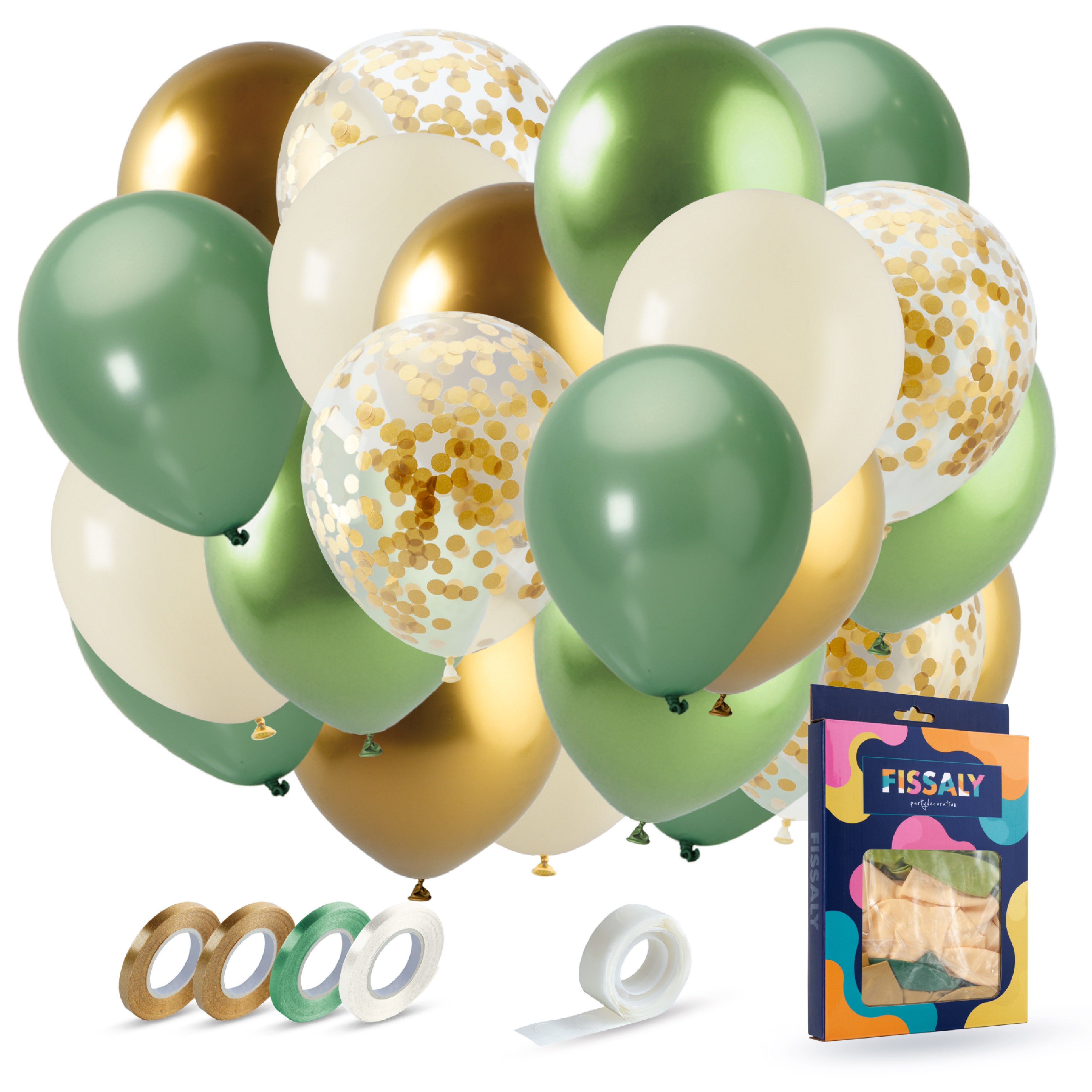 40 Stuks, Olijfgroen, Beige & Gouden Ballonnen