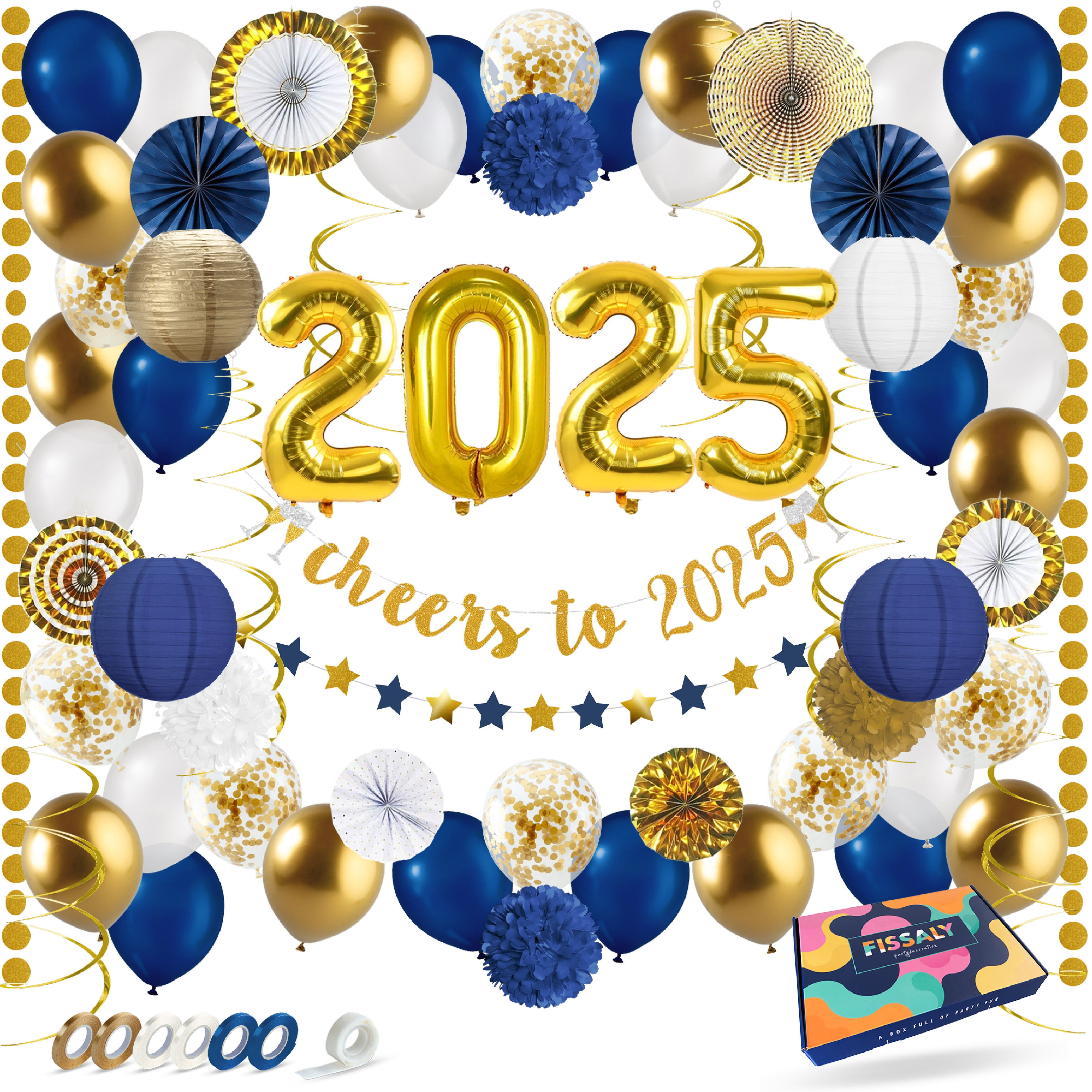 2025 Oud & Nieuw Feestpakket Marineblauw & Goud