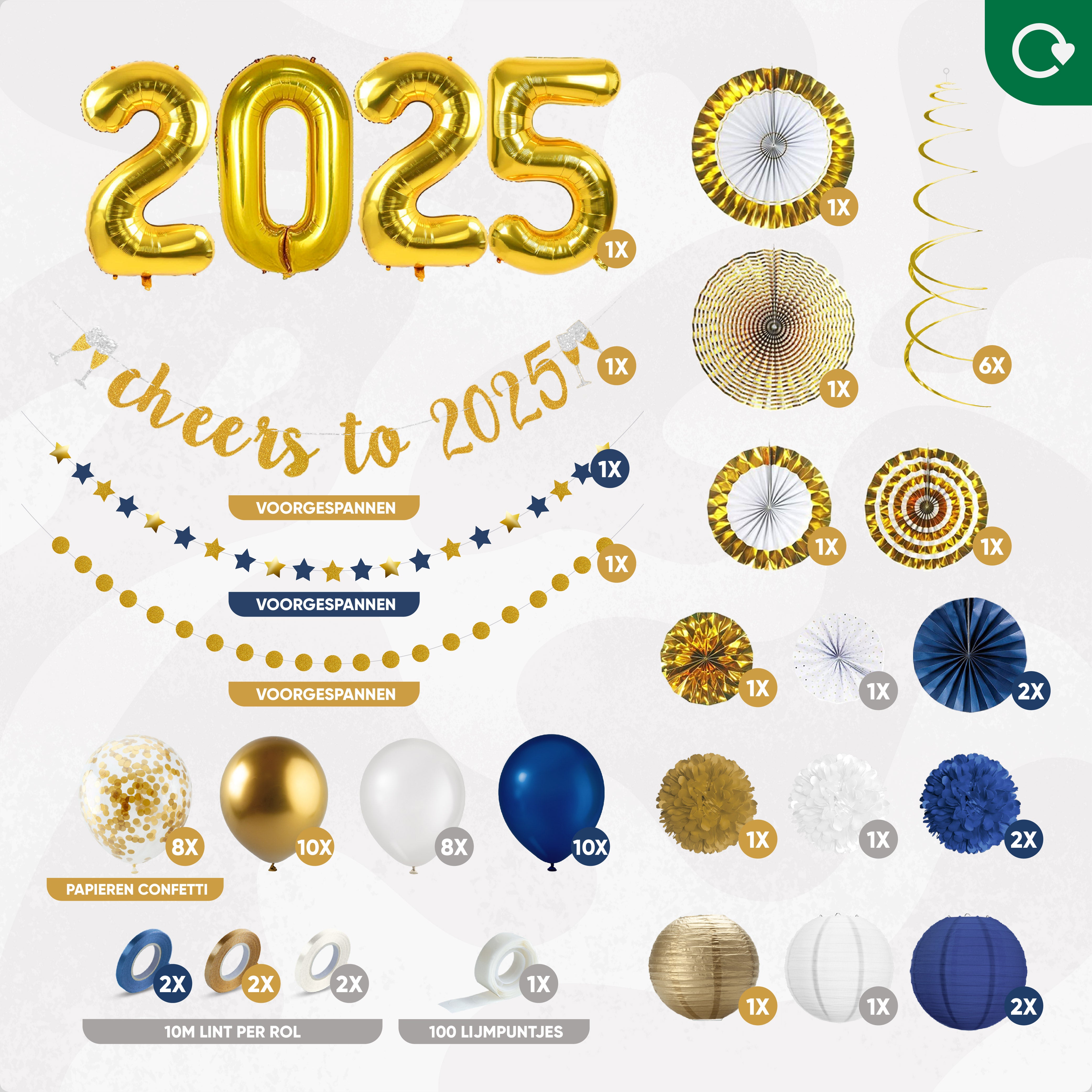 2025 Oud & Nieuw Feestpakket Marineblauw & Goud