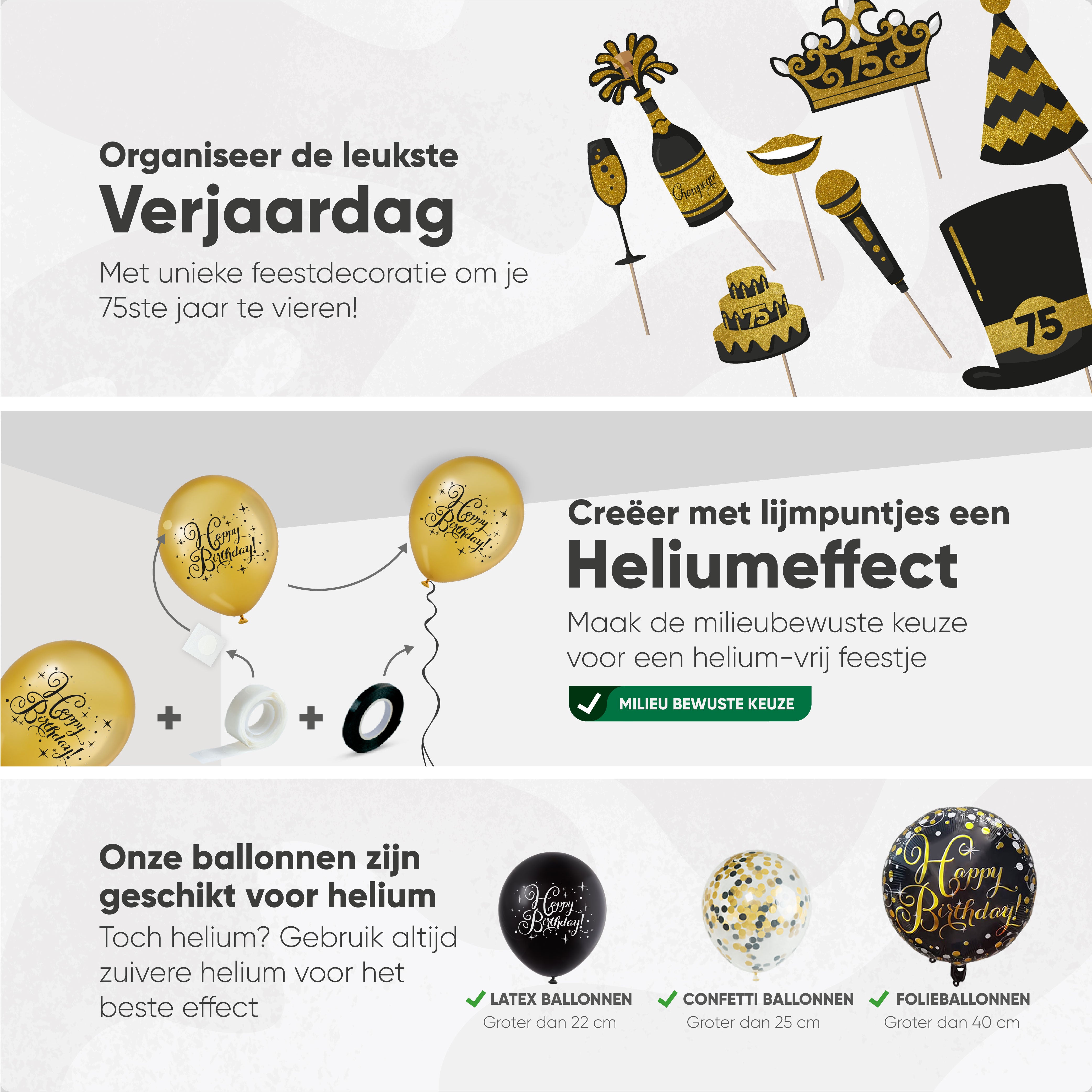 75 Jaar Leeftijd Feestpakket Zwart Goud
