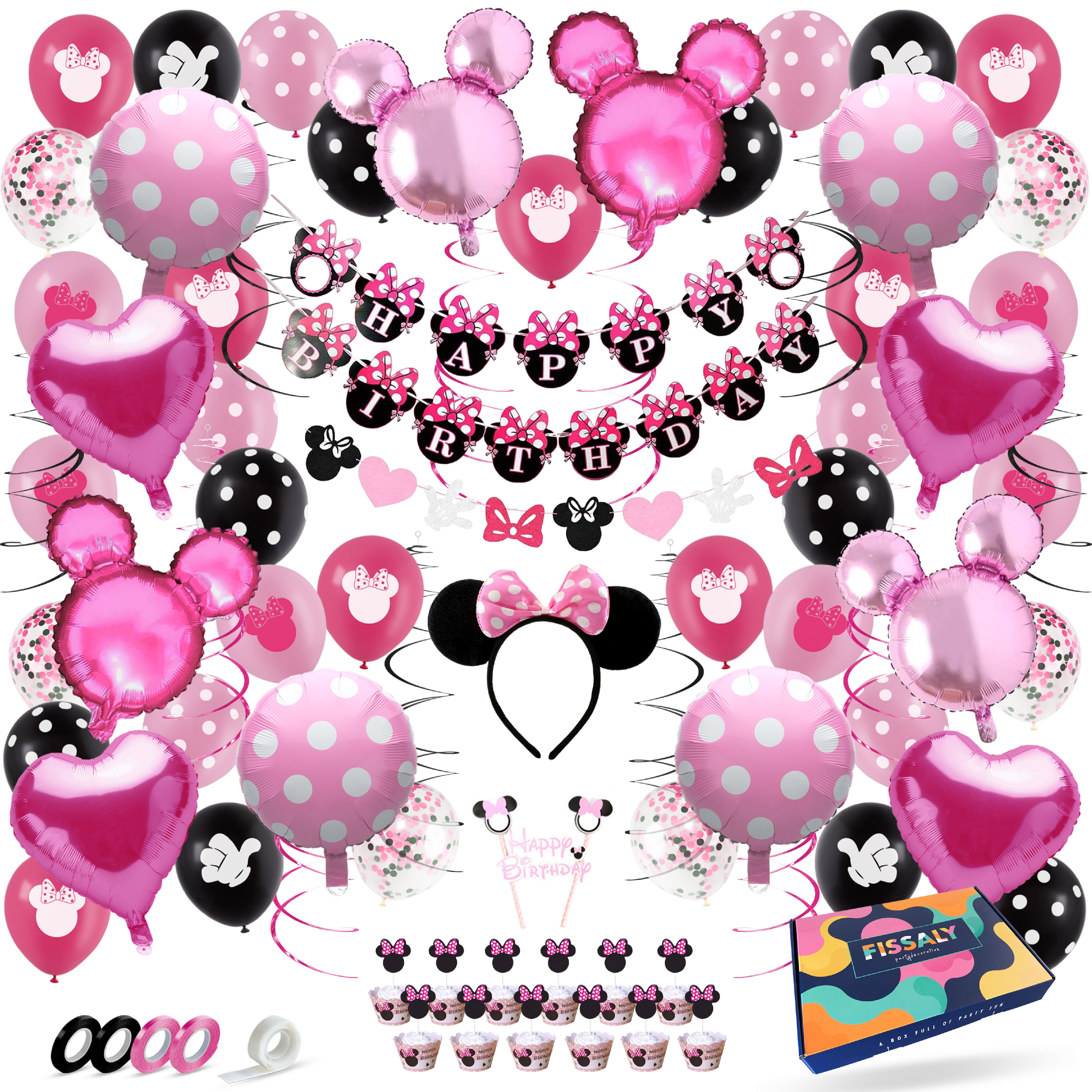 Minnie Verjaardag Feestpakket Roze, Zwart & Wit