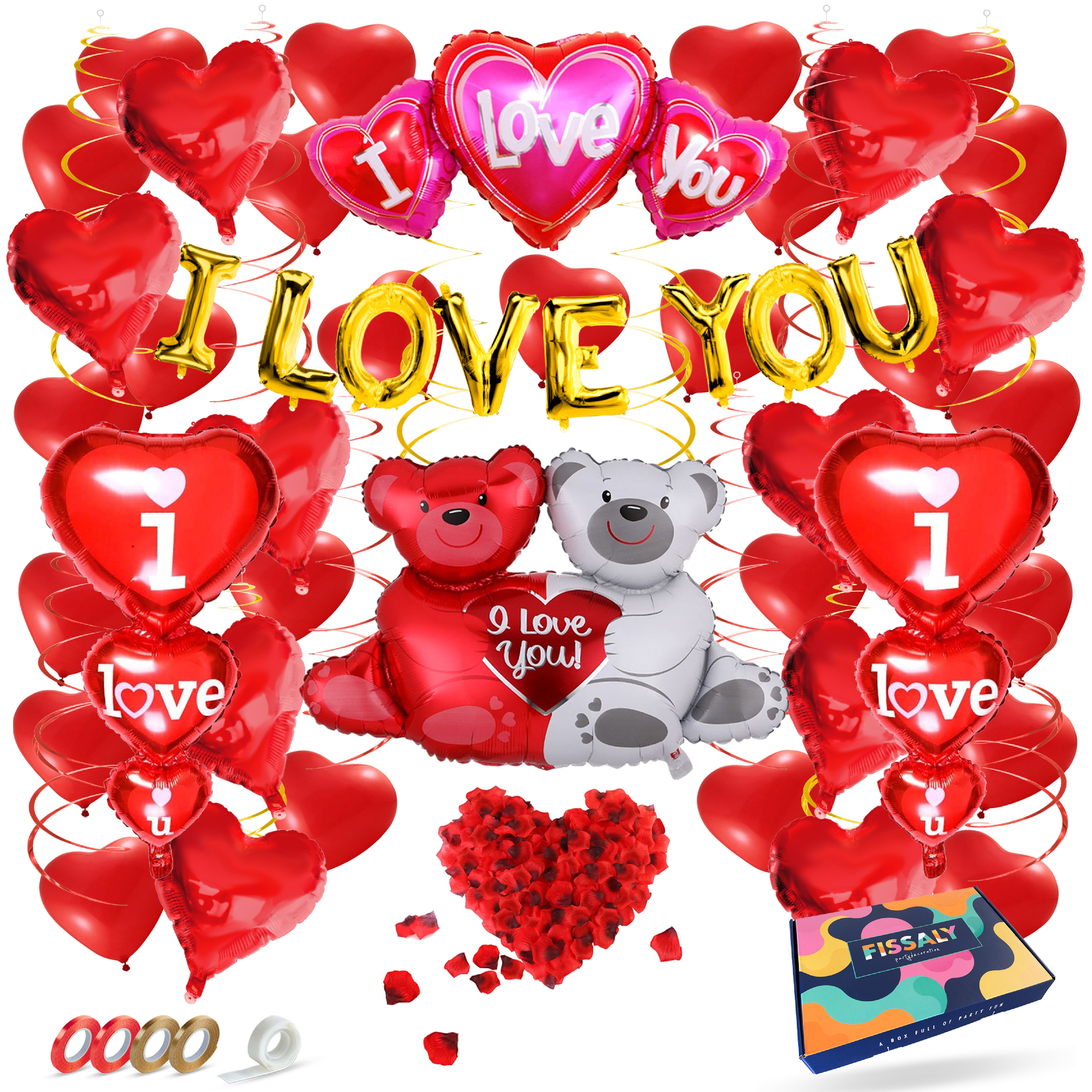 I Love You Valentijn & Liefde Feestpakket Rood & Goud