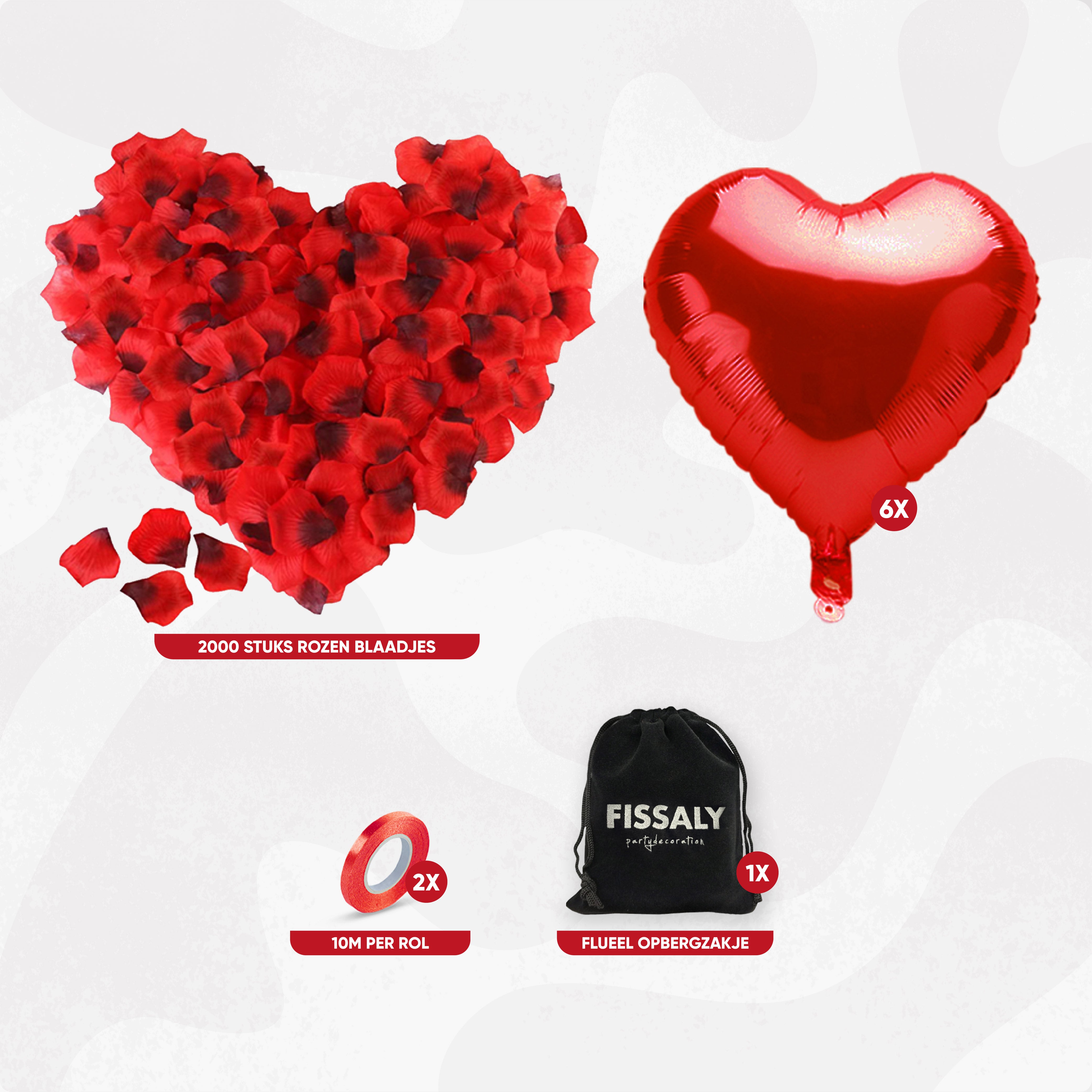 Rode Rozenblaadjes & Hartjes Ballonnen