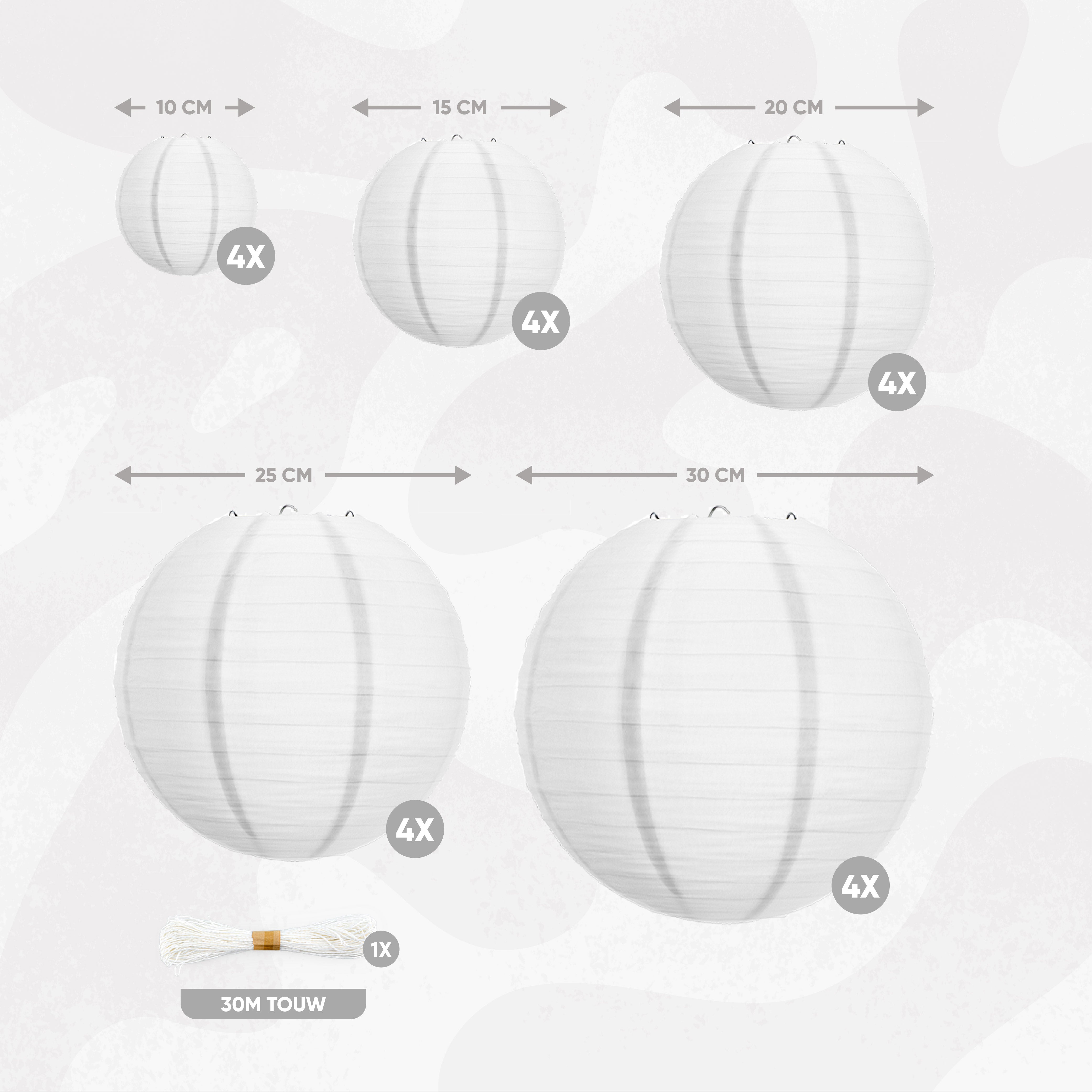 20 Stuks Witte Lampionnen
