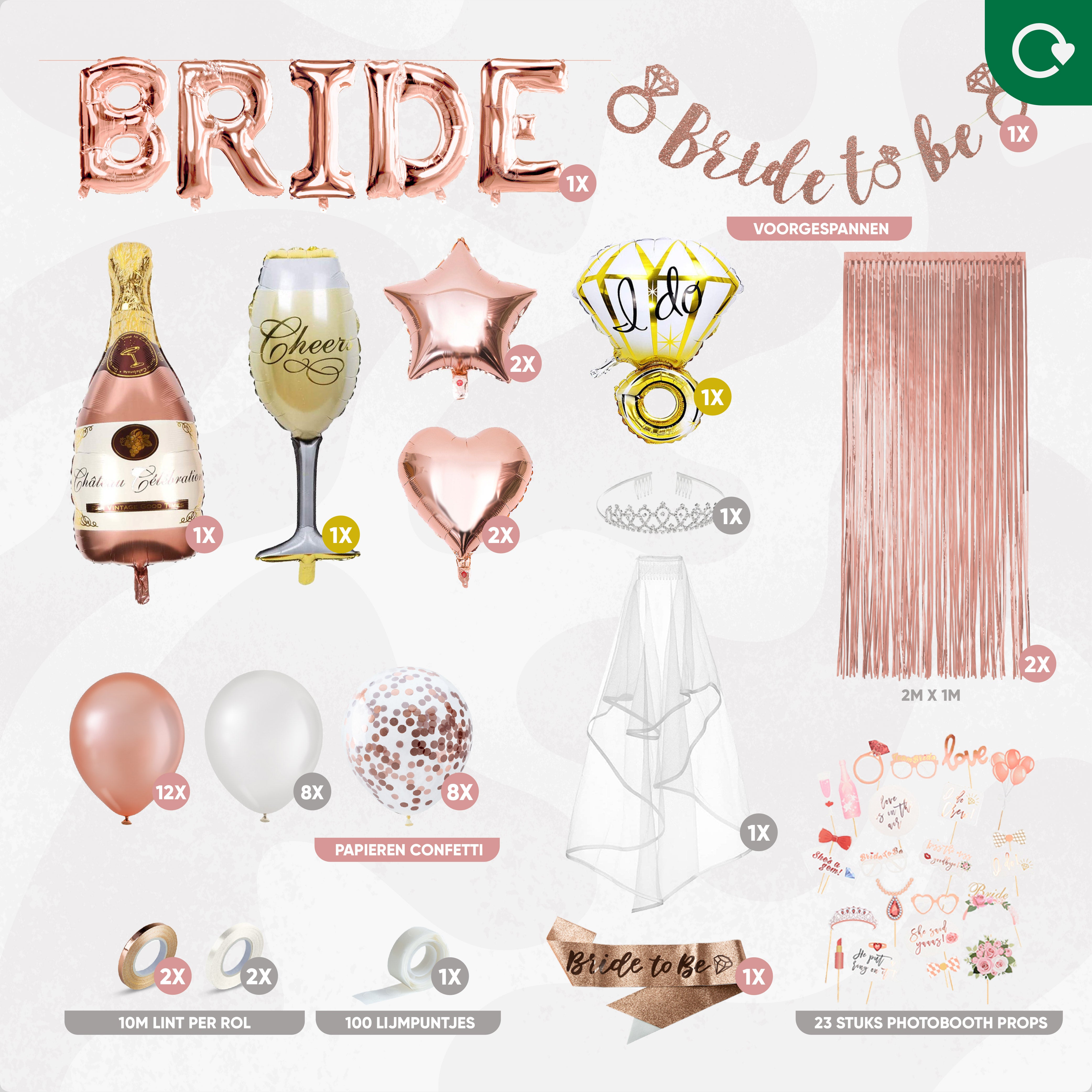 Bride To Be Feestpakket XL Rose Goud & Wit