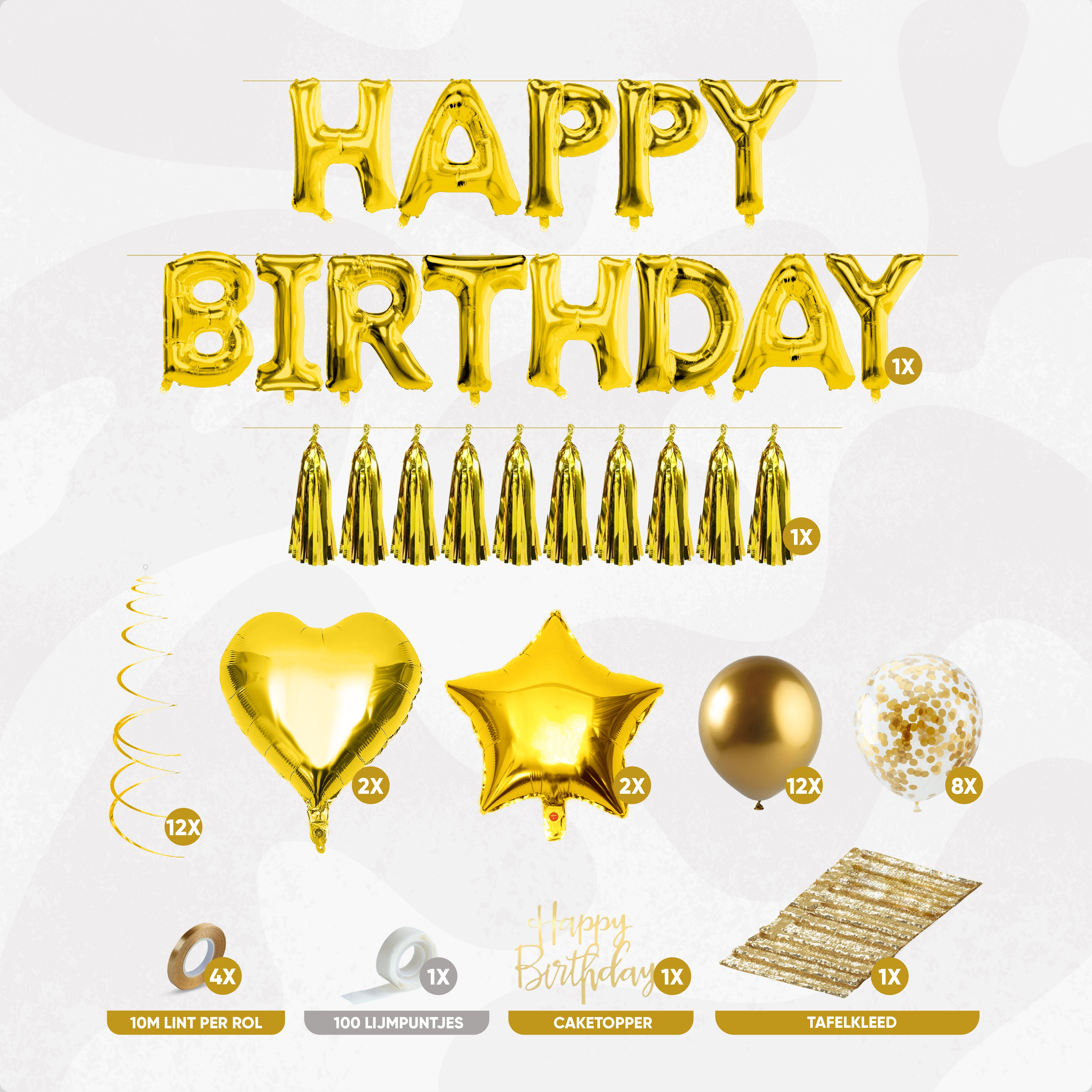 Happy Birthday Verjaardag Feestpakket Goud