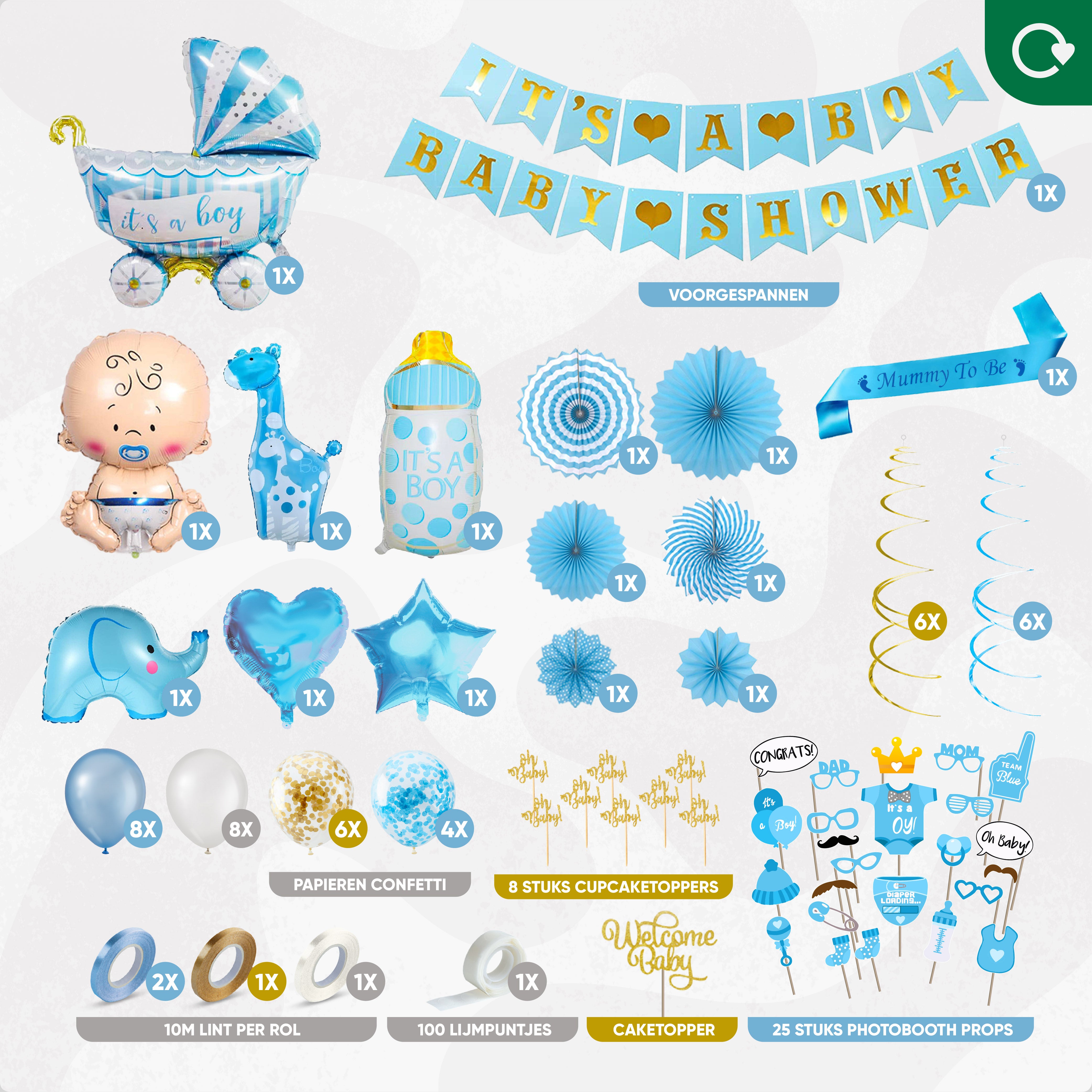 Babyshower Jongen Feestpakket Blauw