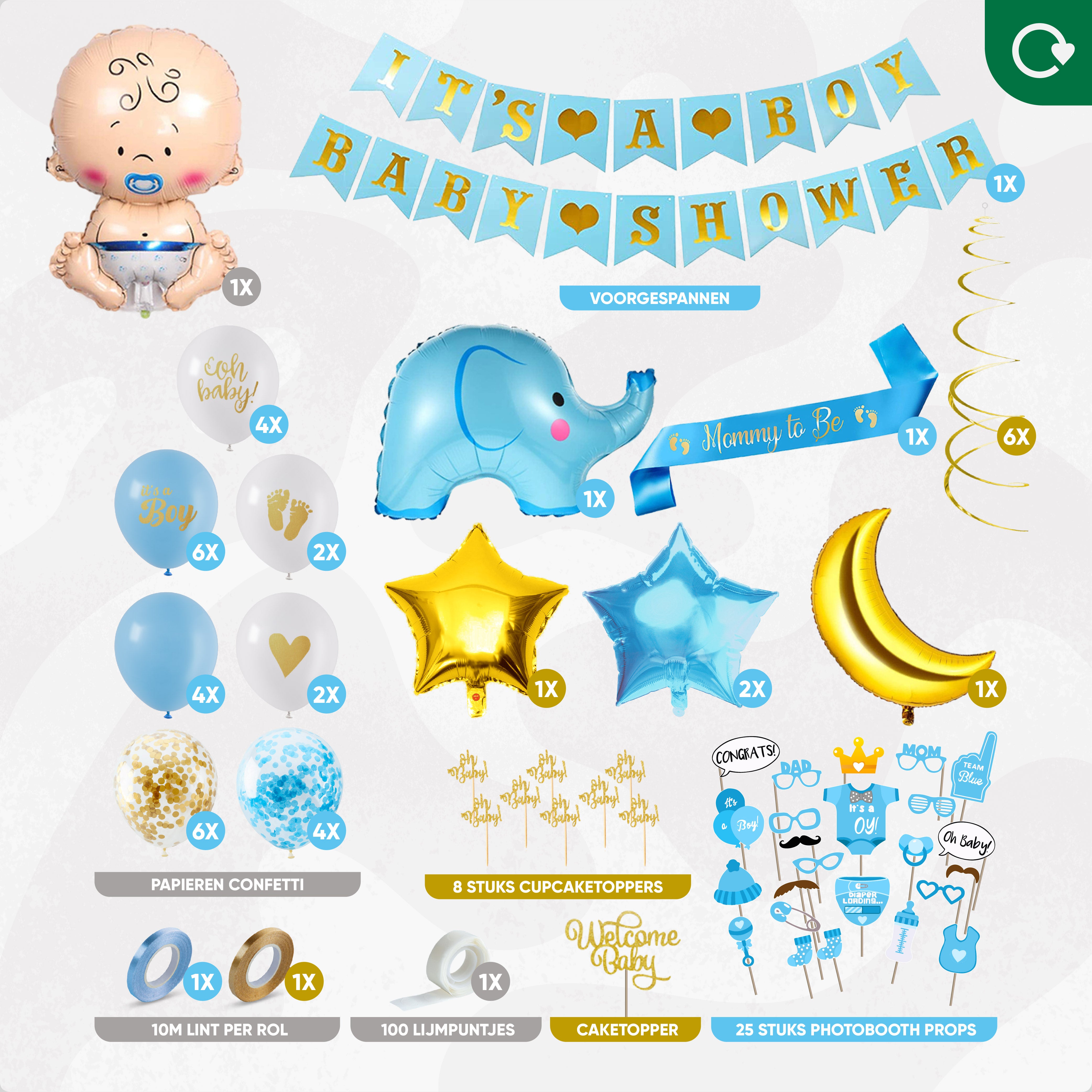 Babyshower Jongen Feestpakket Blauw