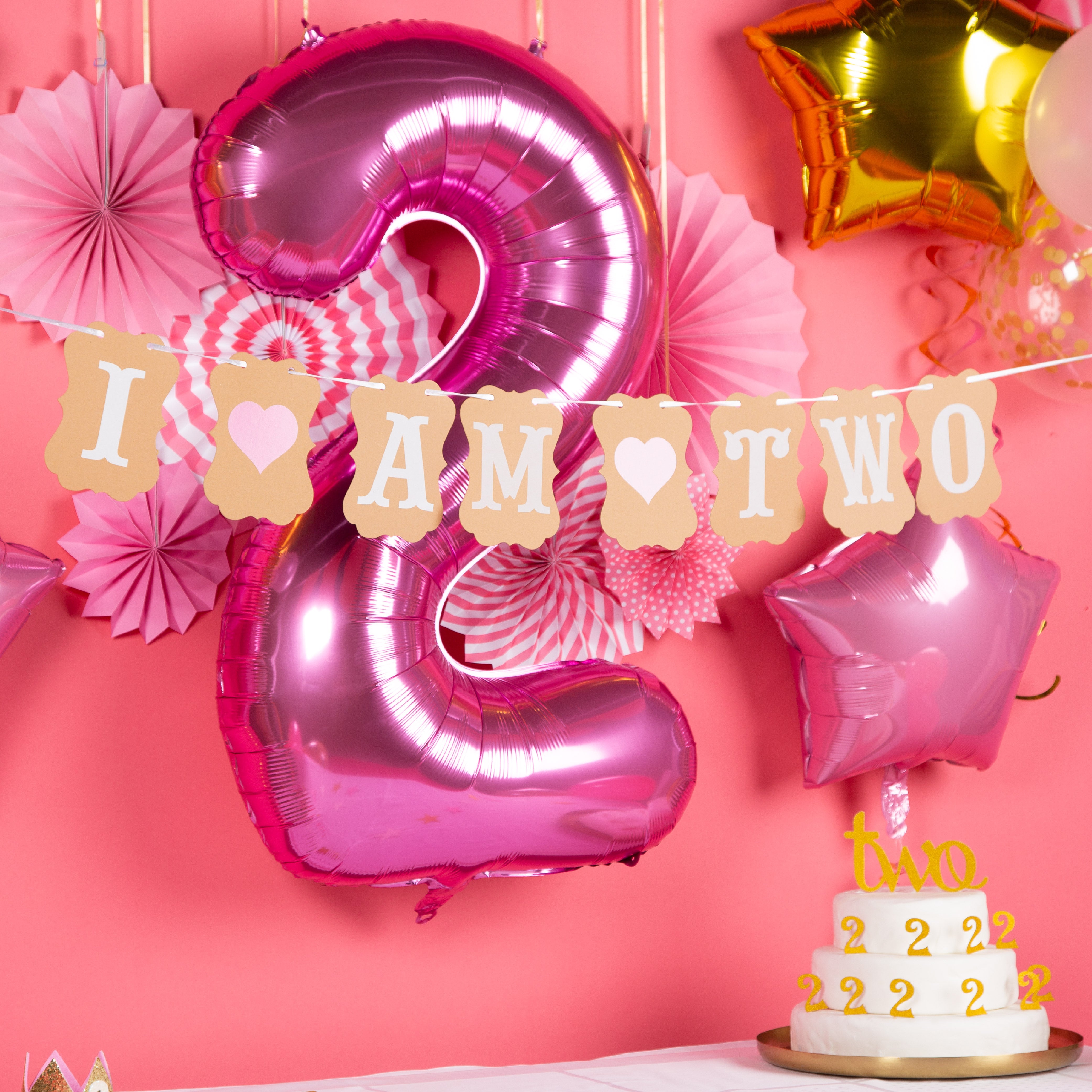 Meisje 2 Jaar Verjaardag Feestpakket Roze & Goud