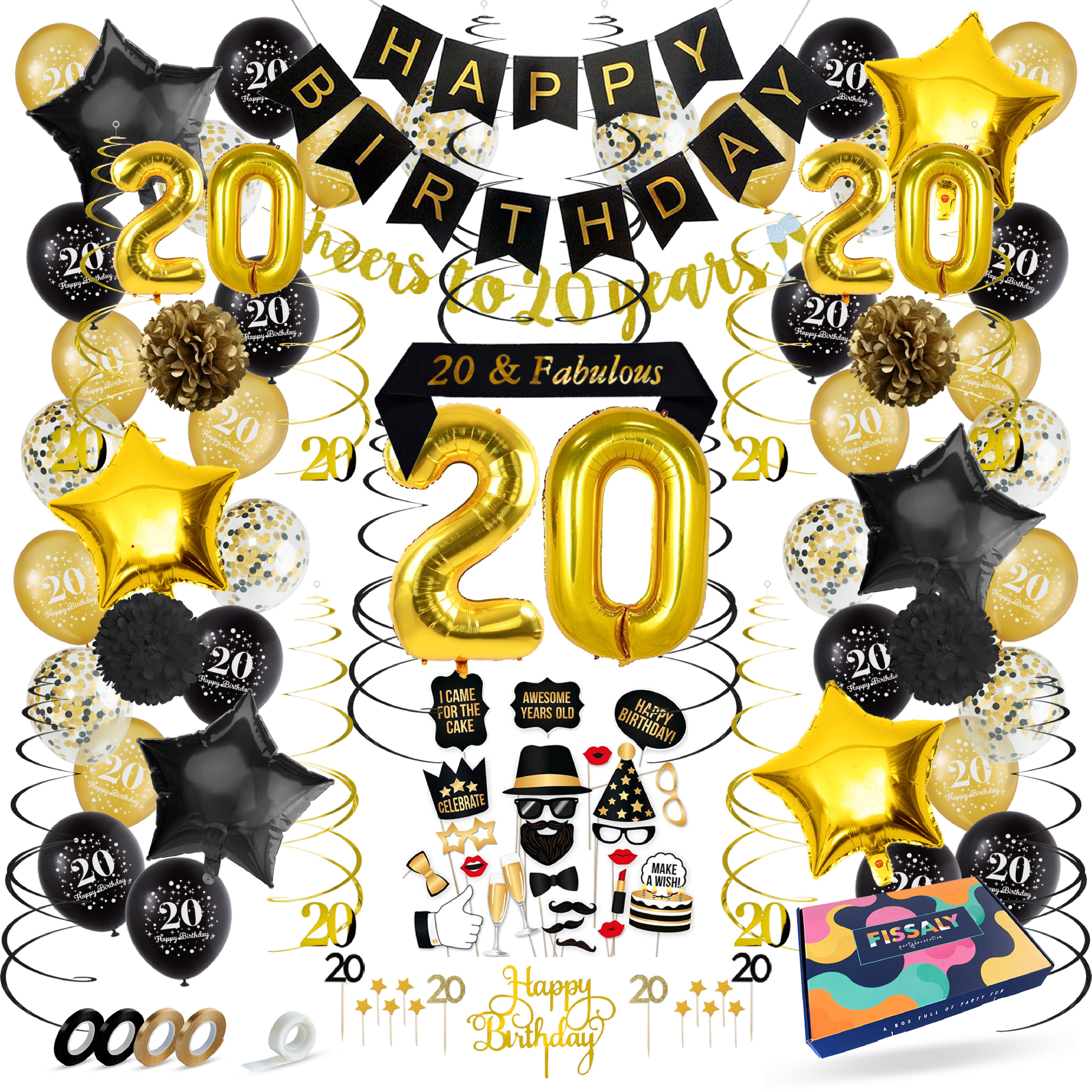 20 Jaar Leeftijd Feestpakket Zwart Goud