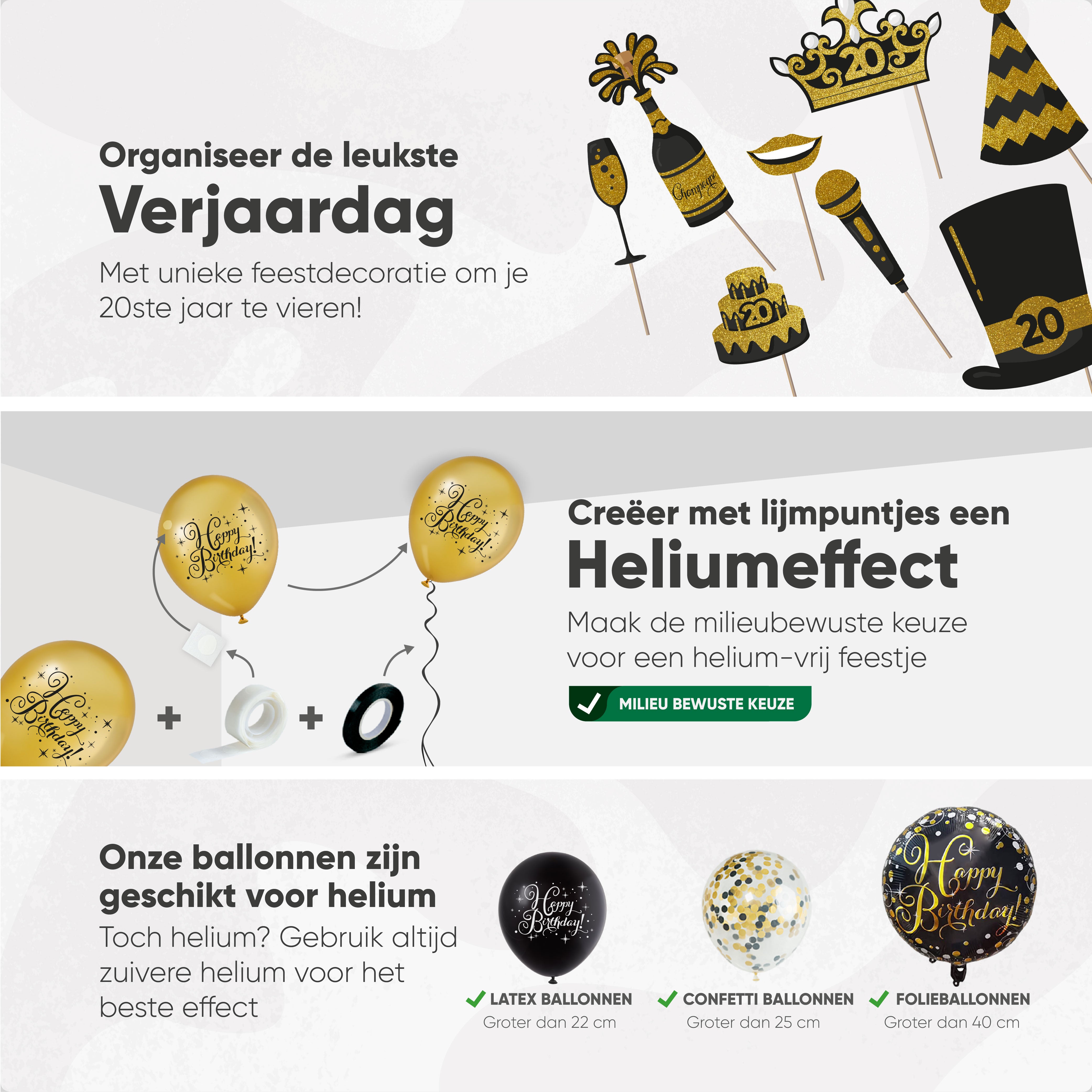 20 Jaar Leeftijd Feestpakket Zwart Goud