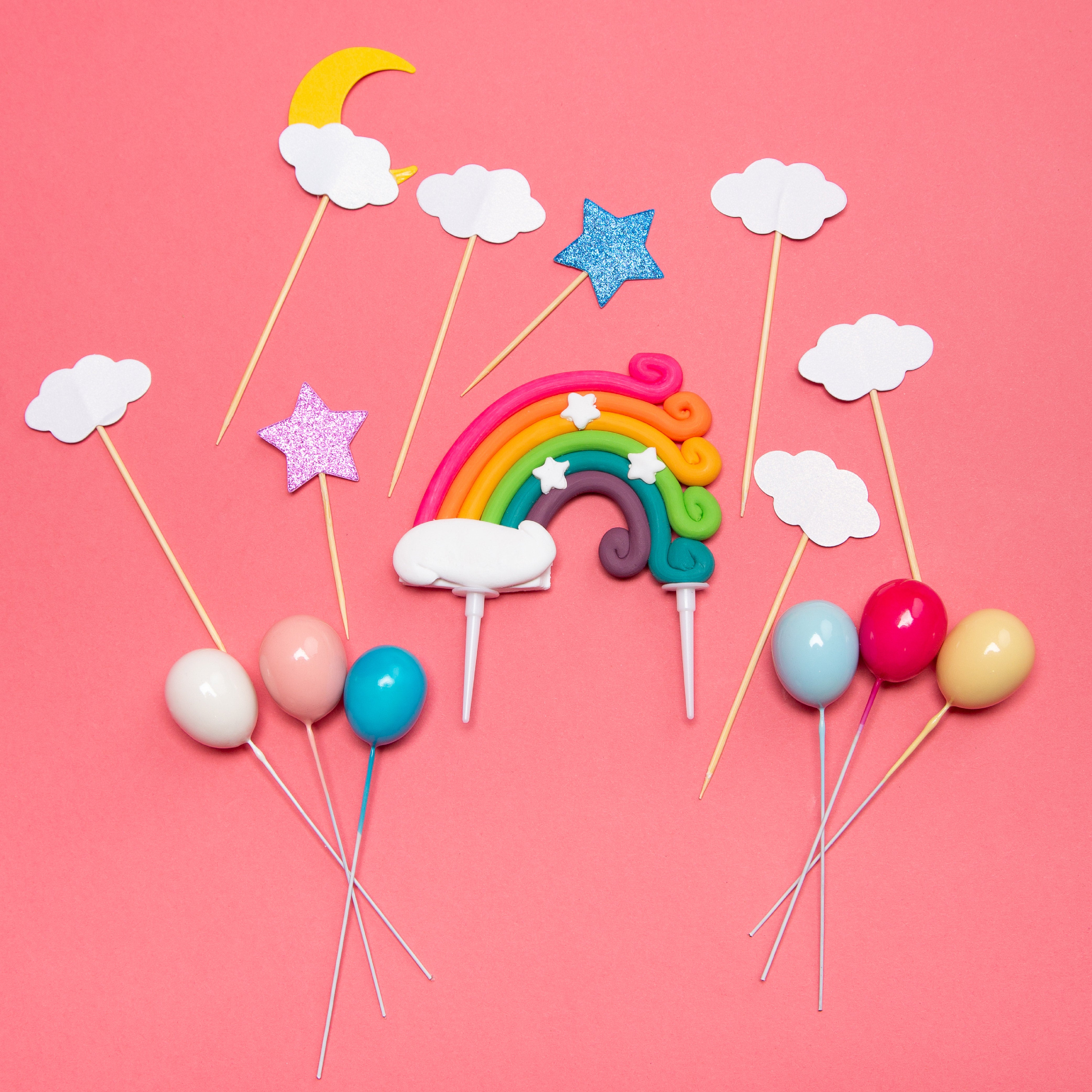 Regenboog Happy Birthday Taarttopper Set