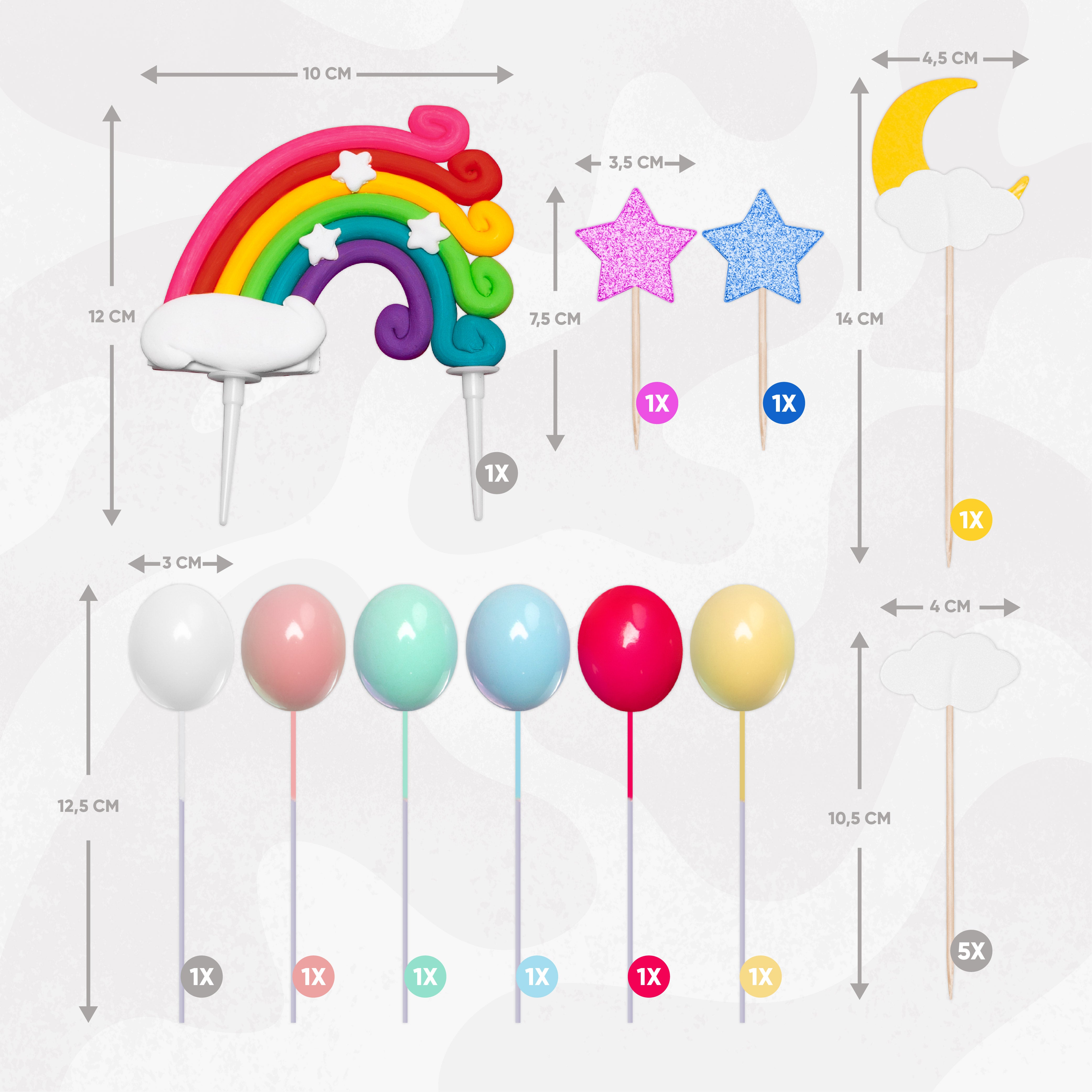 Regenboog Happy Birthday Taarttopper Set