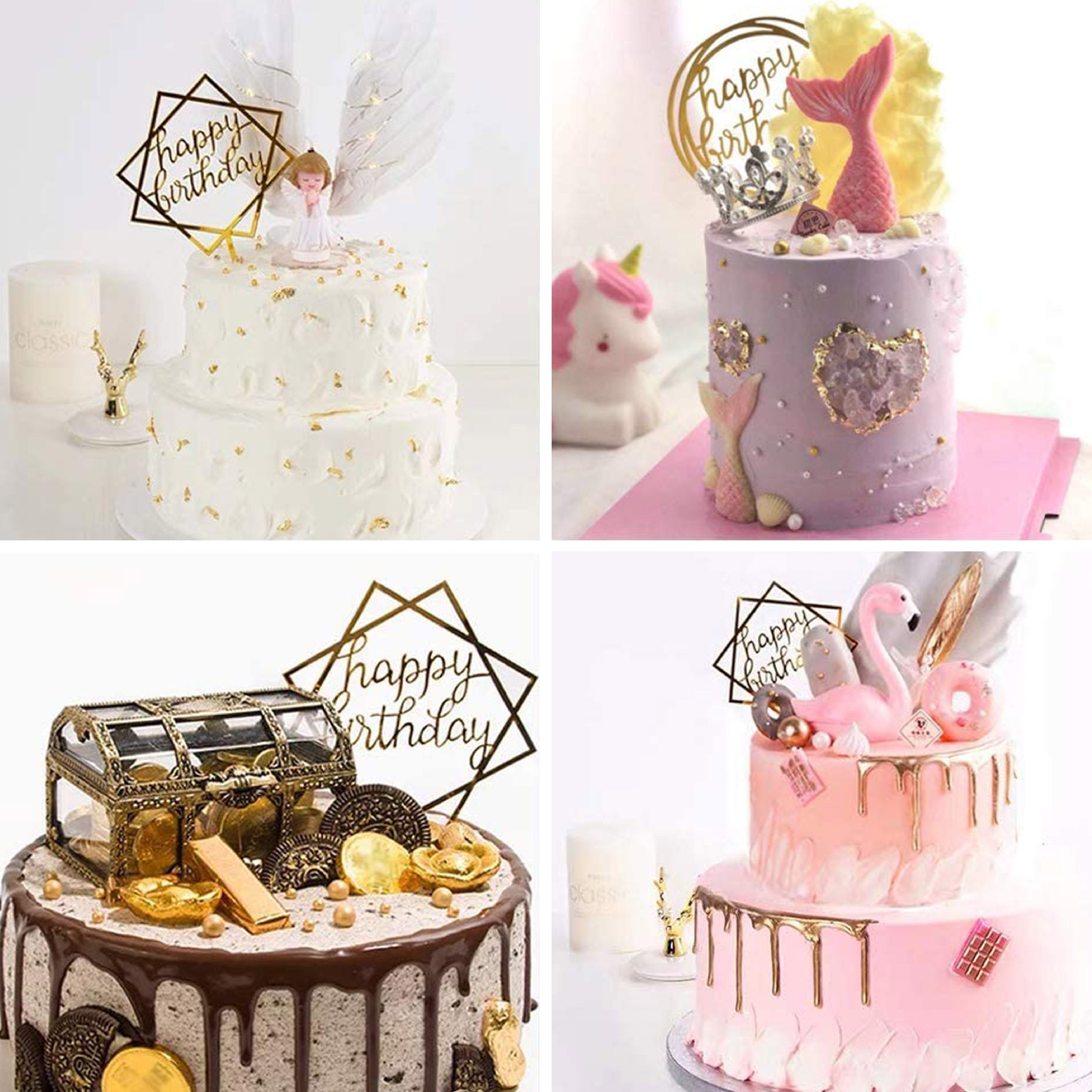 6 Stuks Gouden Happy Birthday Taarttoppers