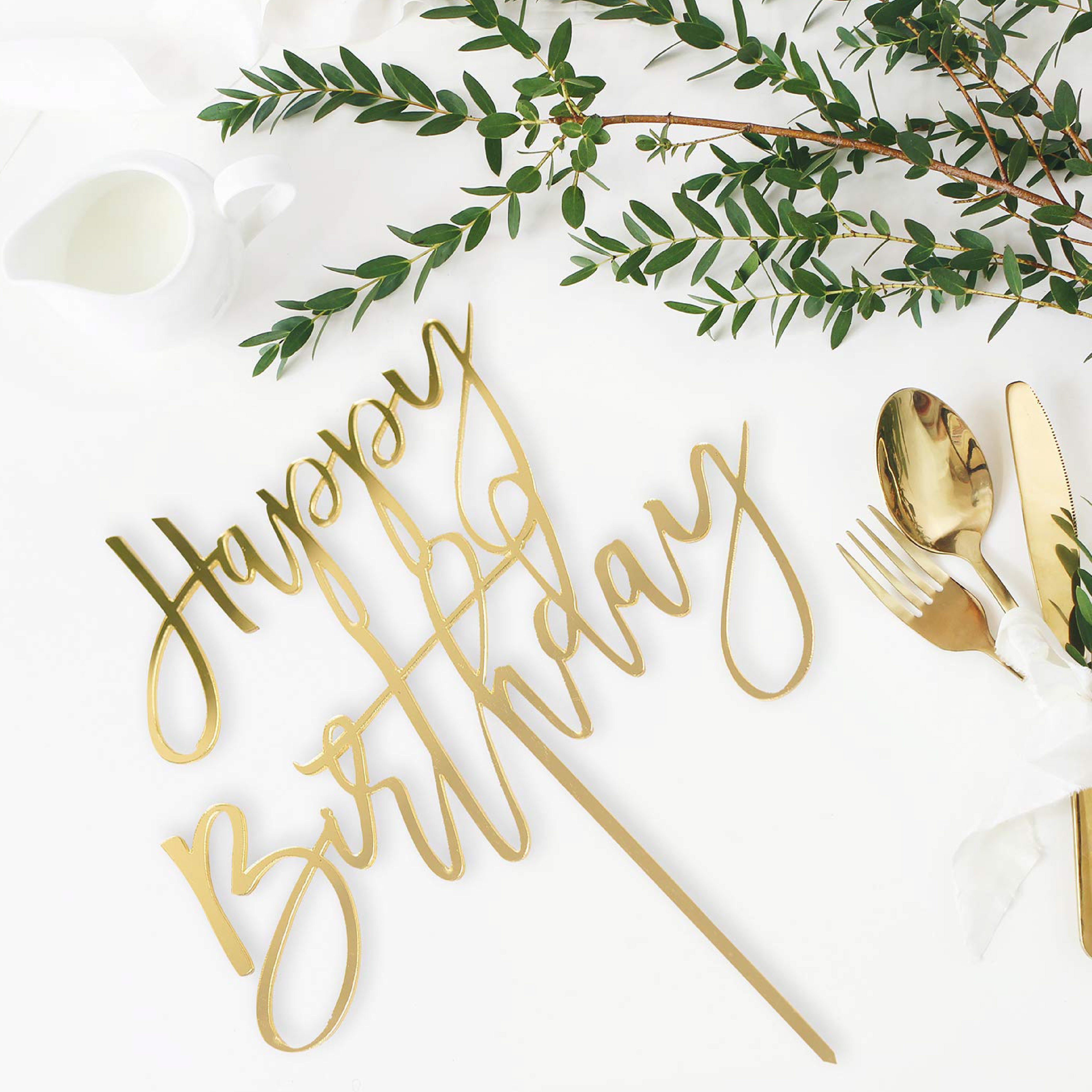 6 Stuks Gouden Happy Birthday Taarttoppers