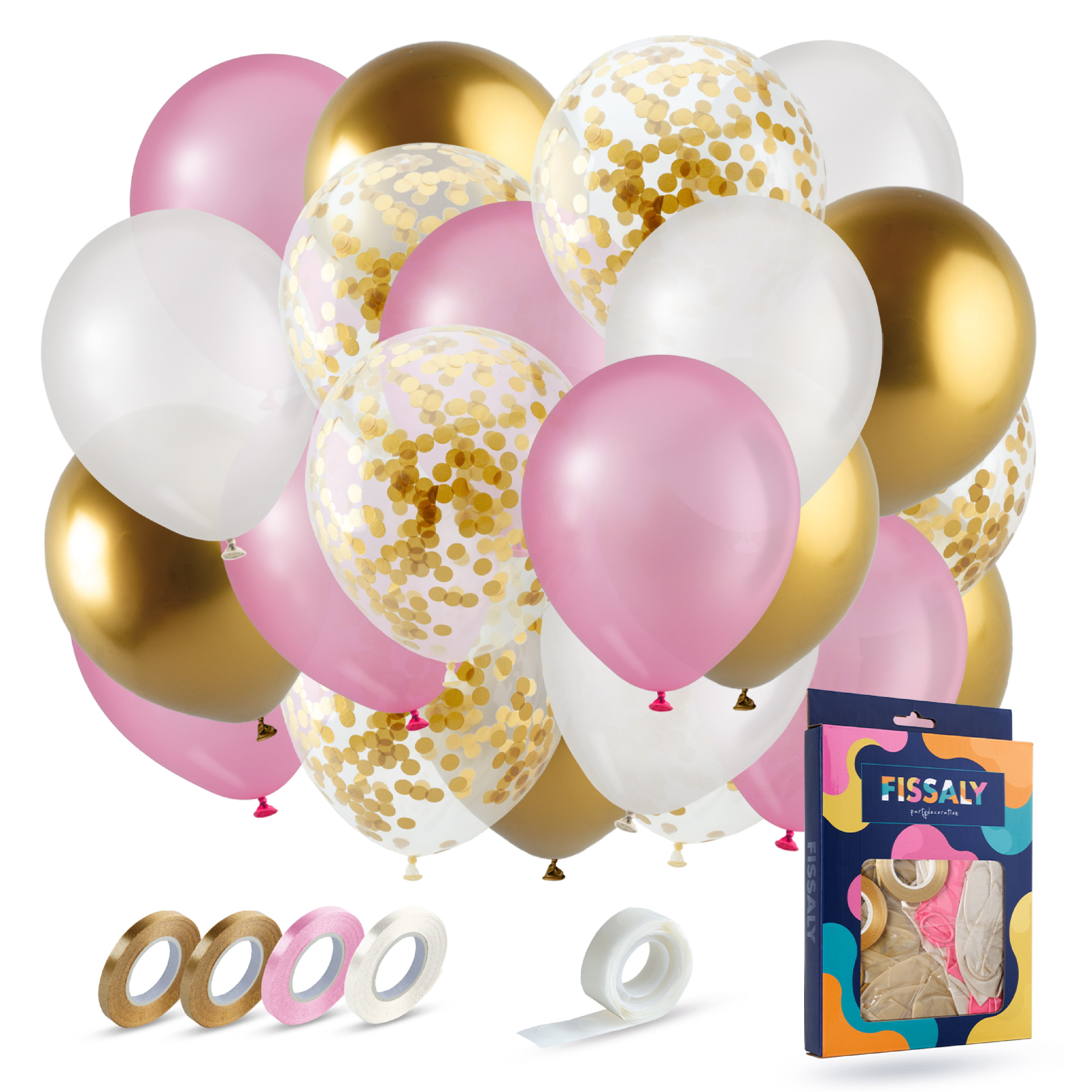 40 Stuks Goud, Crème Wit, Roze & Confetti Goud Ballonnen