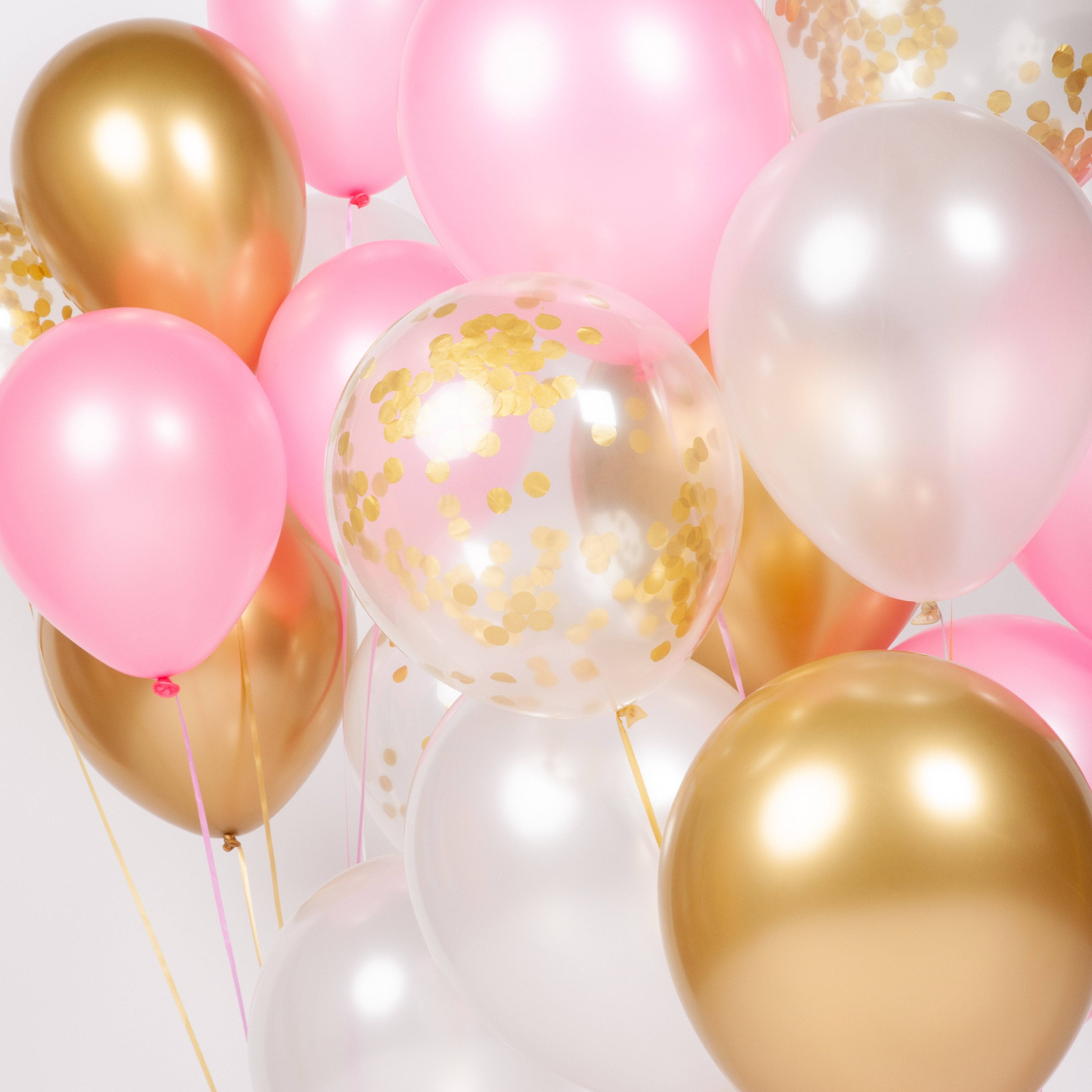 40 Stuks Goud, Crème Wit, Roze & Confetti Goud Ballonnen