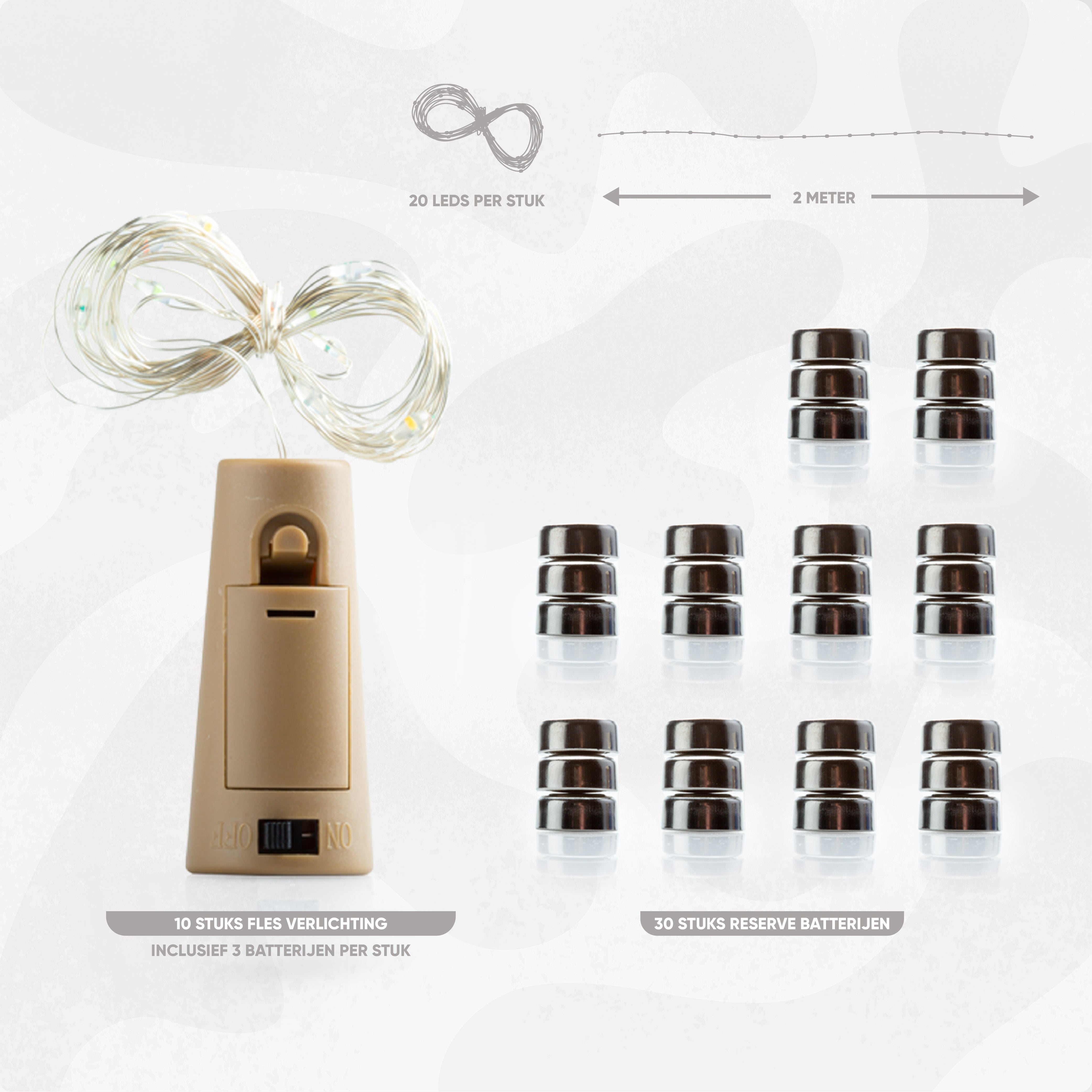 10 Stuks Led Flesverlichting Warm Wit