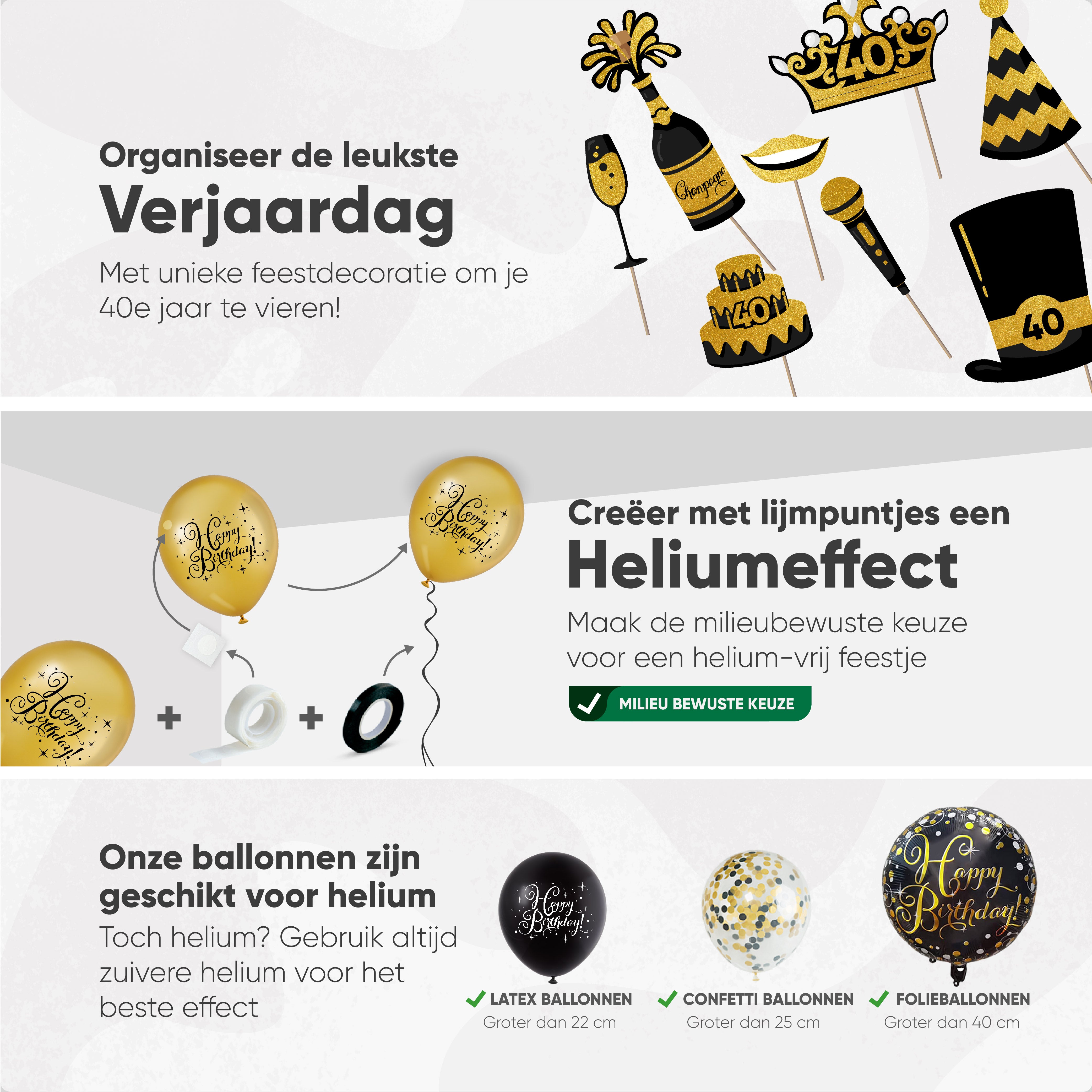 40 Jaar Leeftijd Feestpakket Zwart Goud