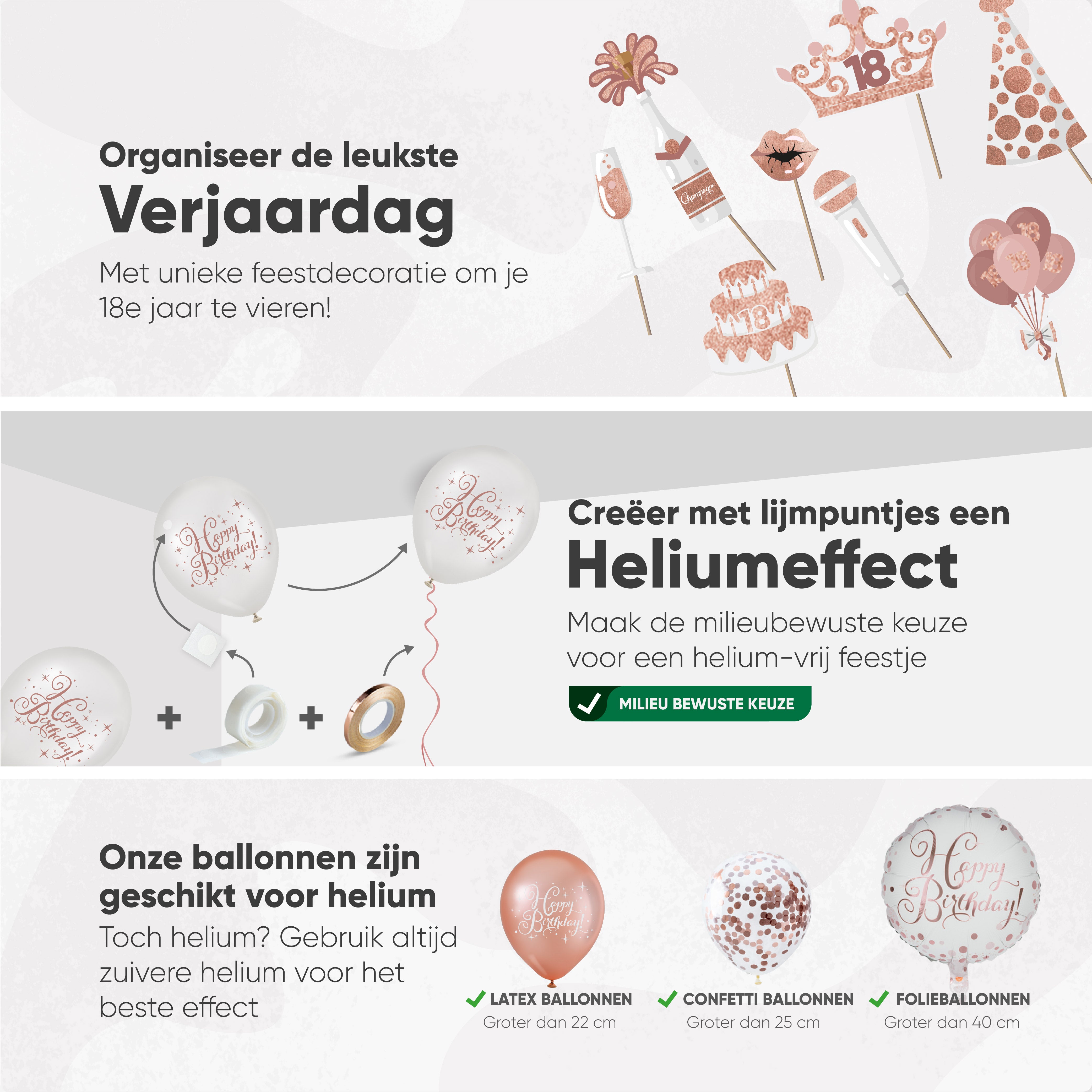 18 Jaar Leeftijd Feestpakket Rose Goud & Wit
