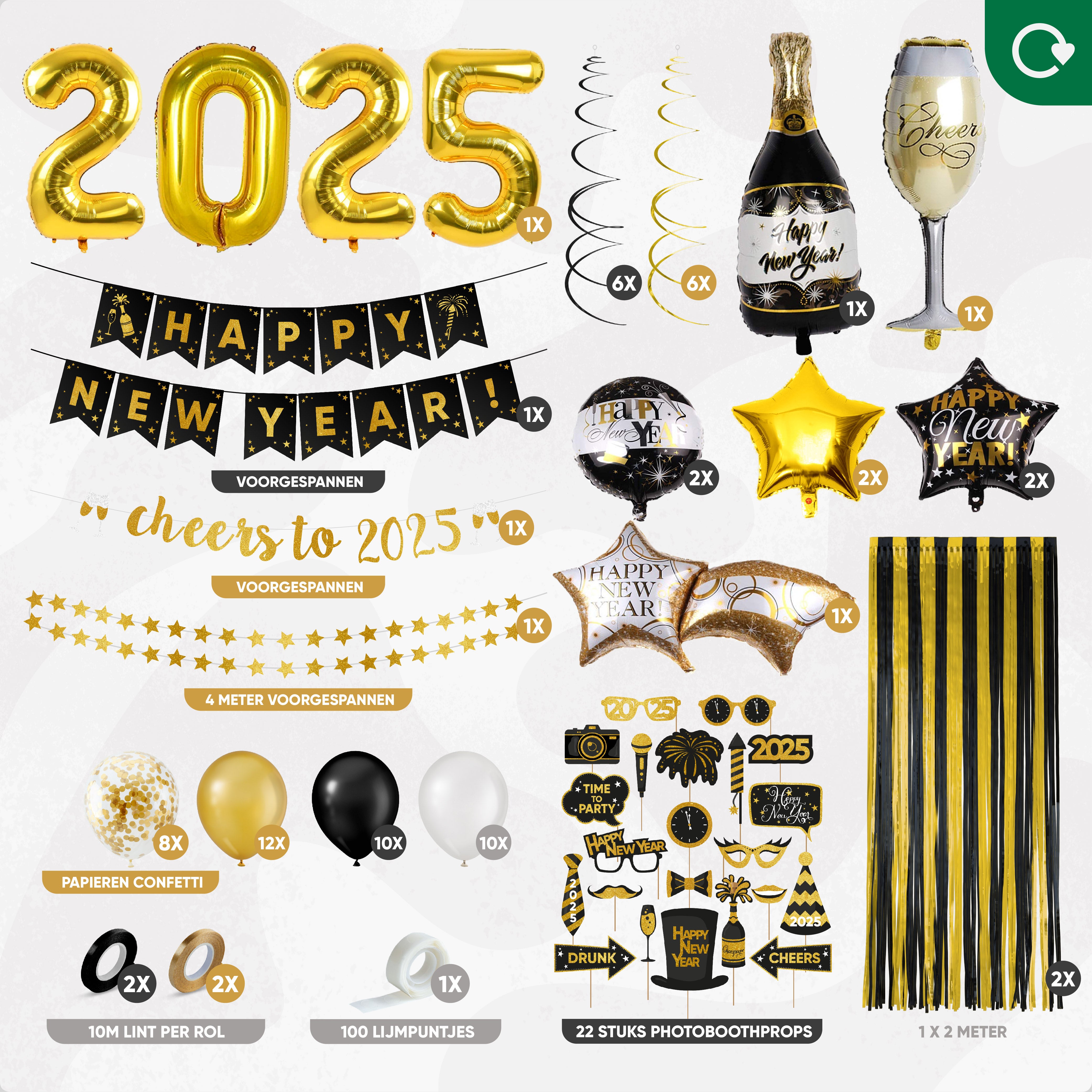 2025 Oud & Nieuw Feestpakket XL Zwart & Goud