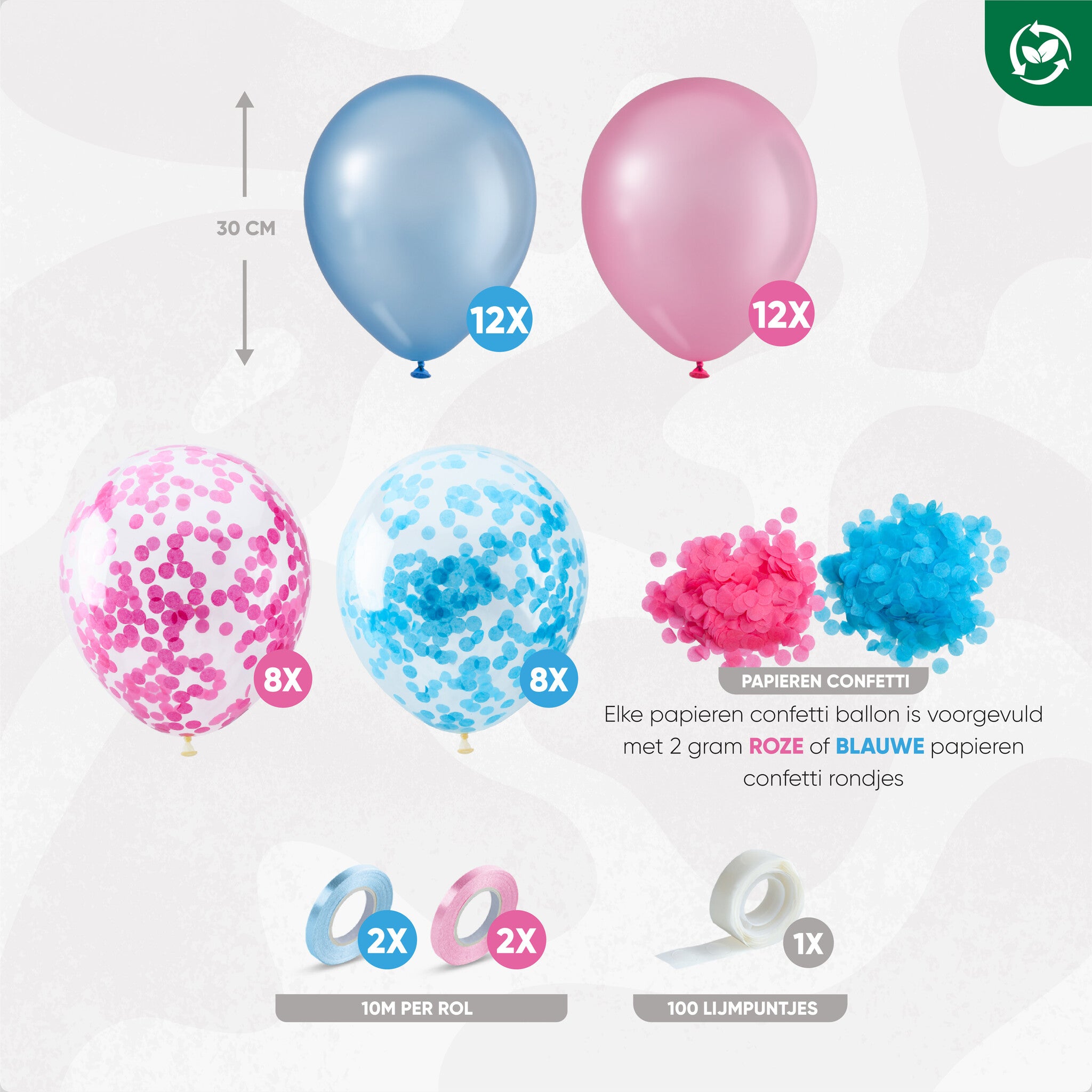 40 Stuks Gender Reveal Roze & Blauw Ballonnen