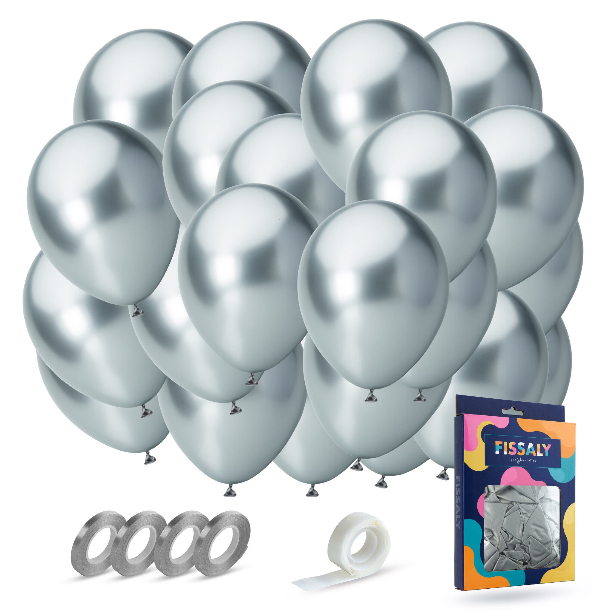 40 Stuks Zilveren Chrome Helium Latex Ballonnen
