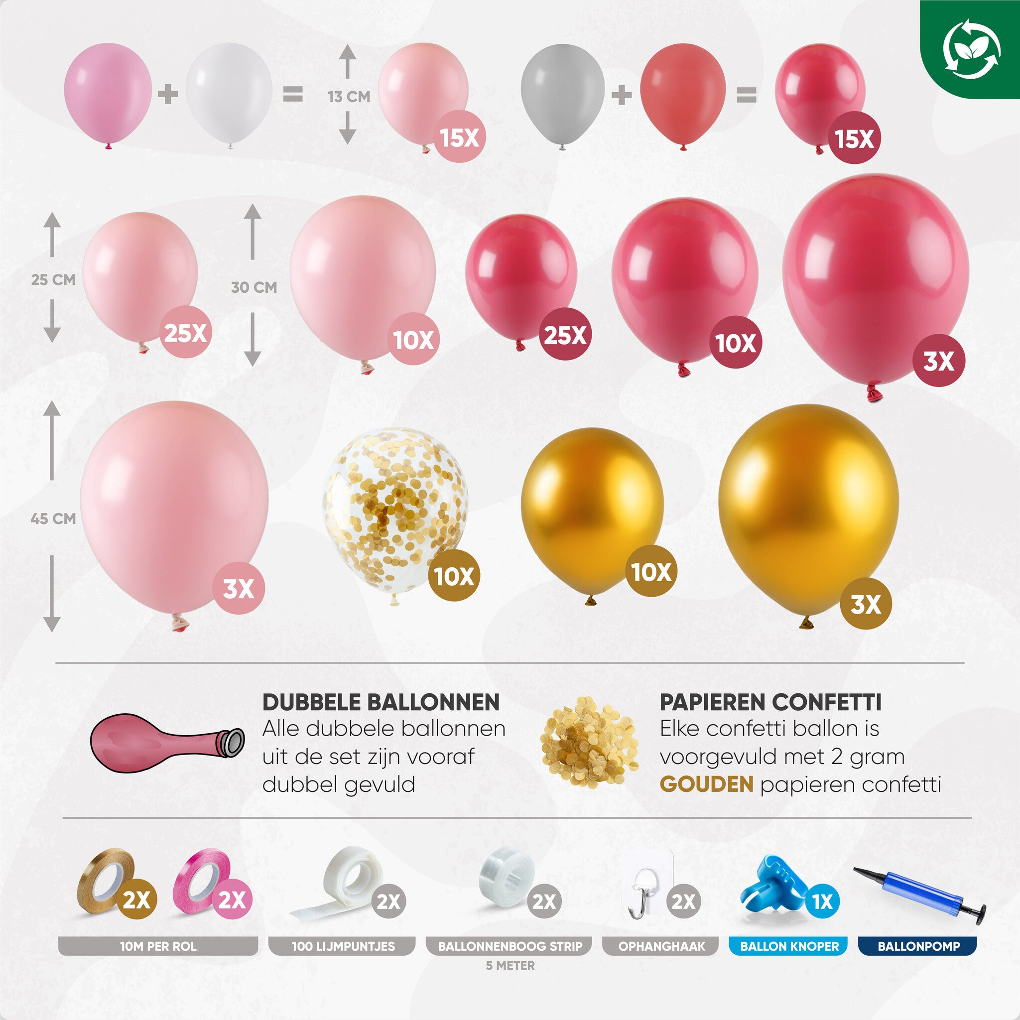 Ballonnenboog Roze, Wit & Goud