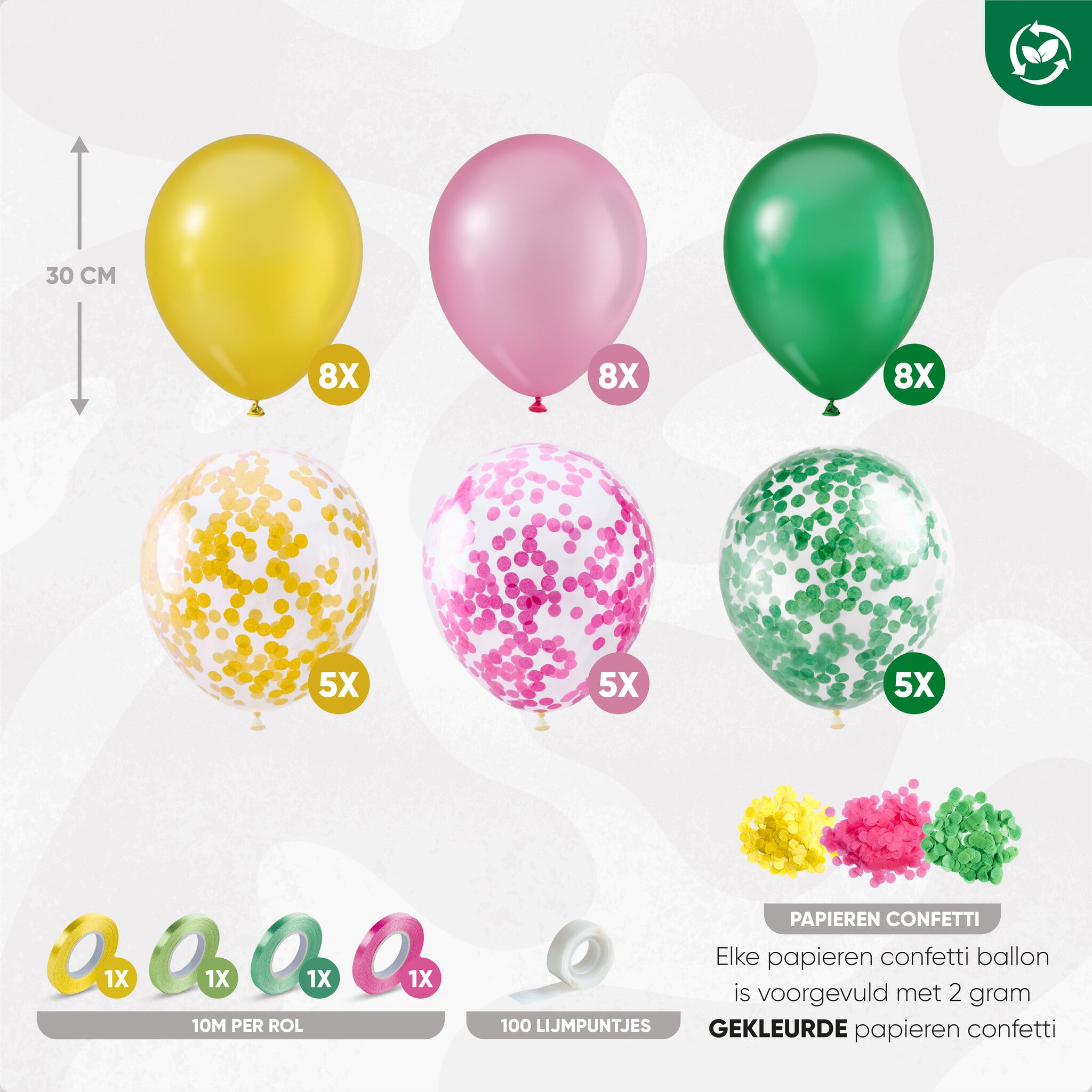 40 Stuks Tropische Hawaii Ballonnen Roze, Groen & Geel