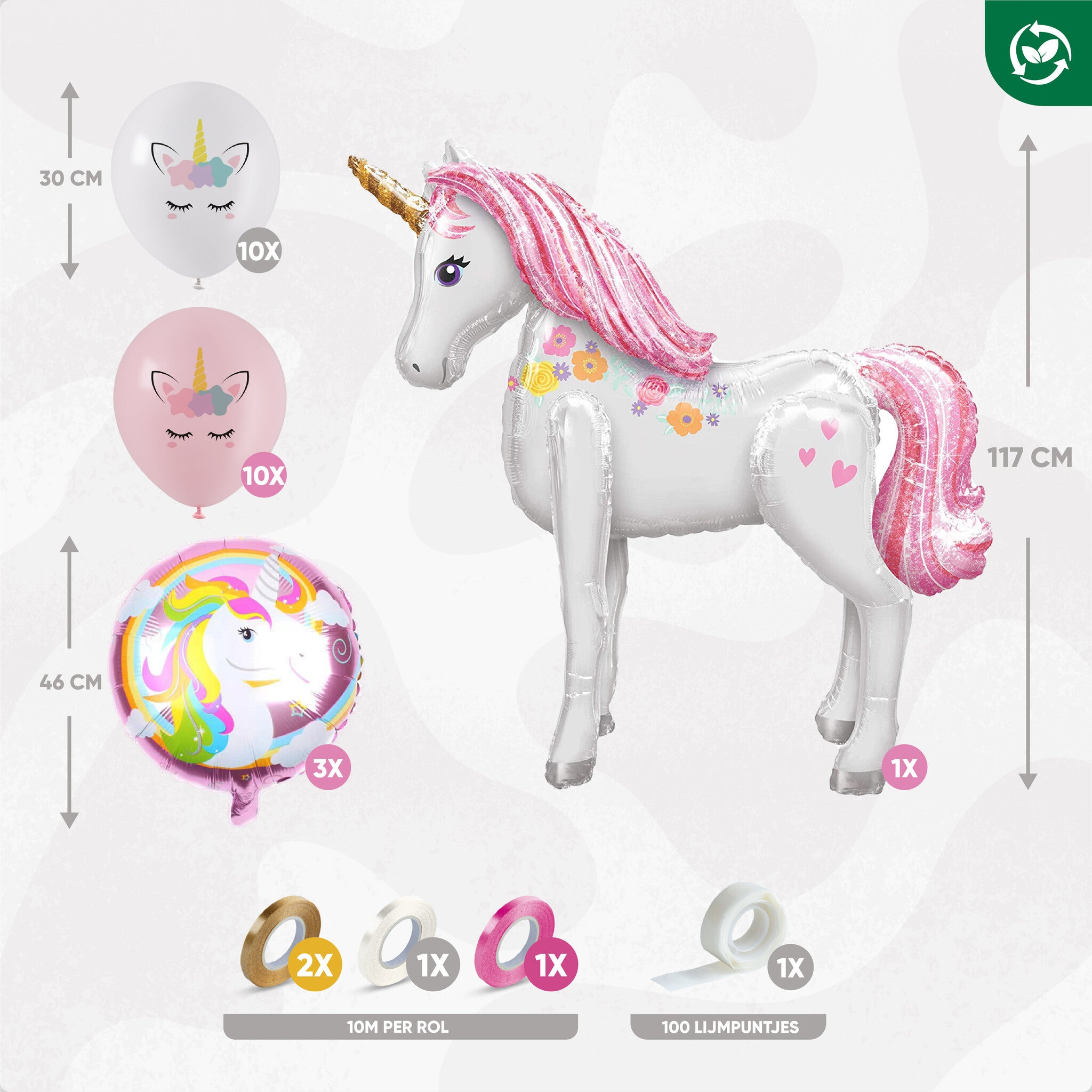 29 Stuks Mega Eenhoorn & Roze Wit Ballonnen