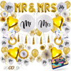 Mr & Mrs Bruiloft Feestpakket Goud & Wit