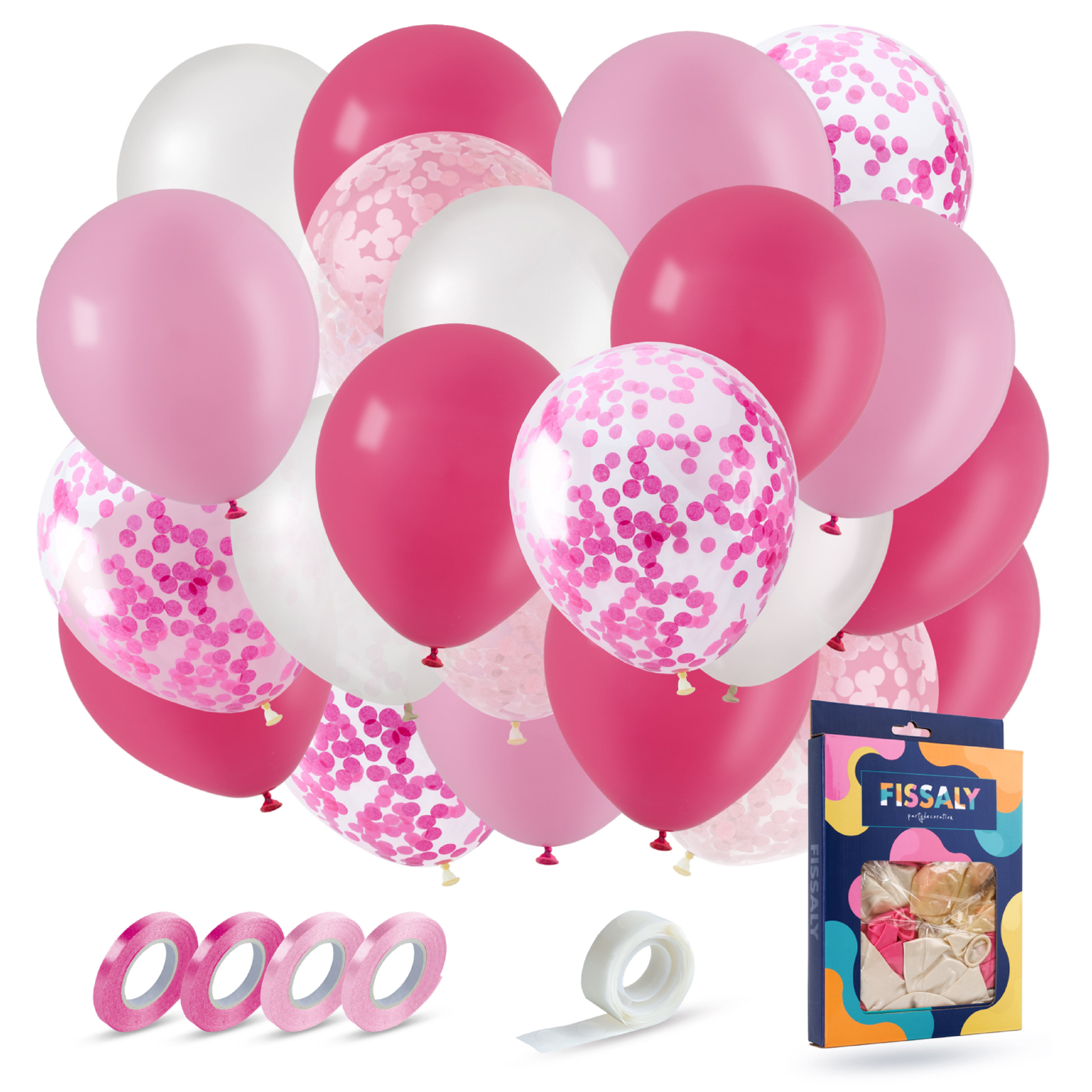 40 Stuks Roze, Wit & Donkerroze Ballonnen