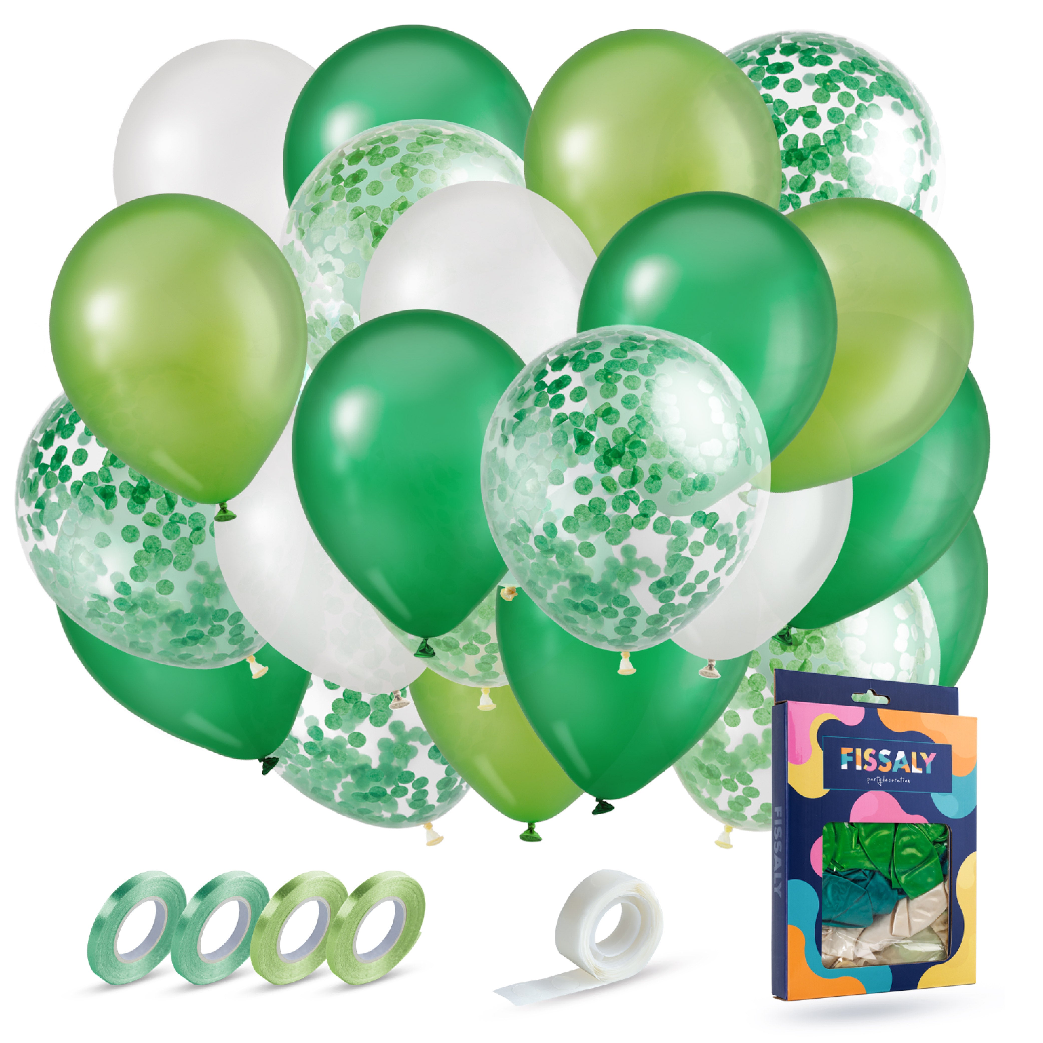 40 Stuks Groen, Wit & Donkergroen Ballonnen