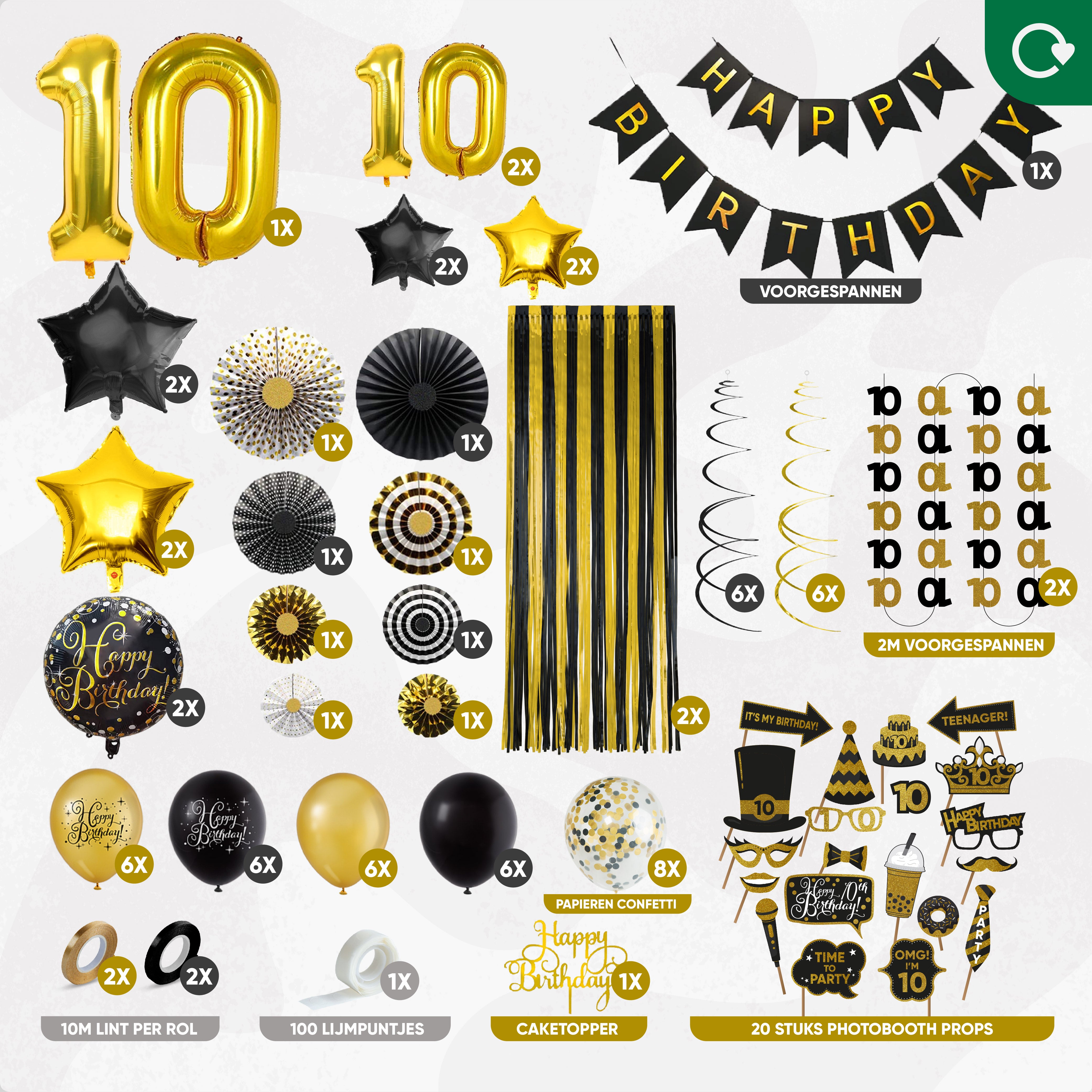10 Jaar Leeftijd Feestpakket Zwart Goud