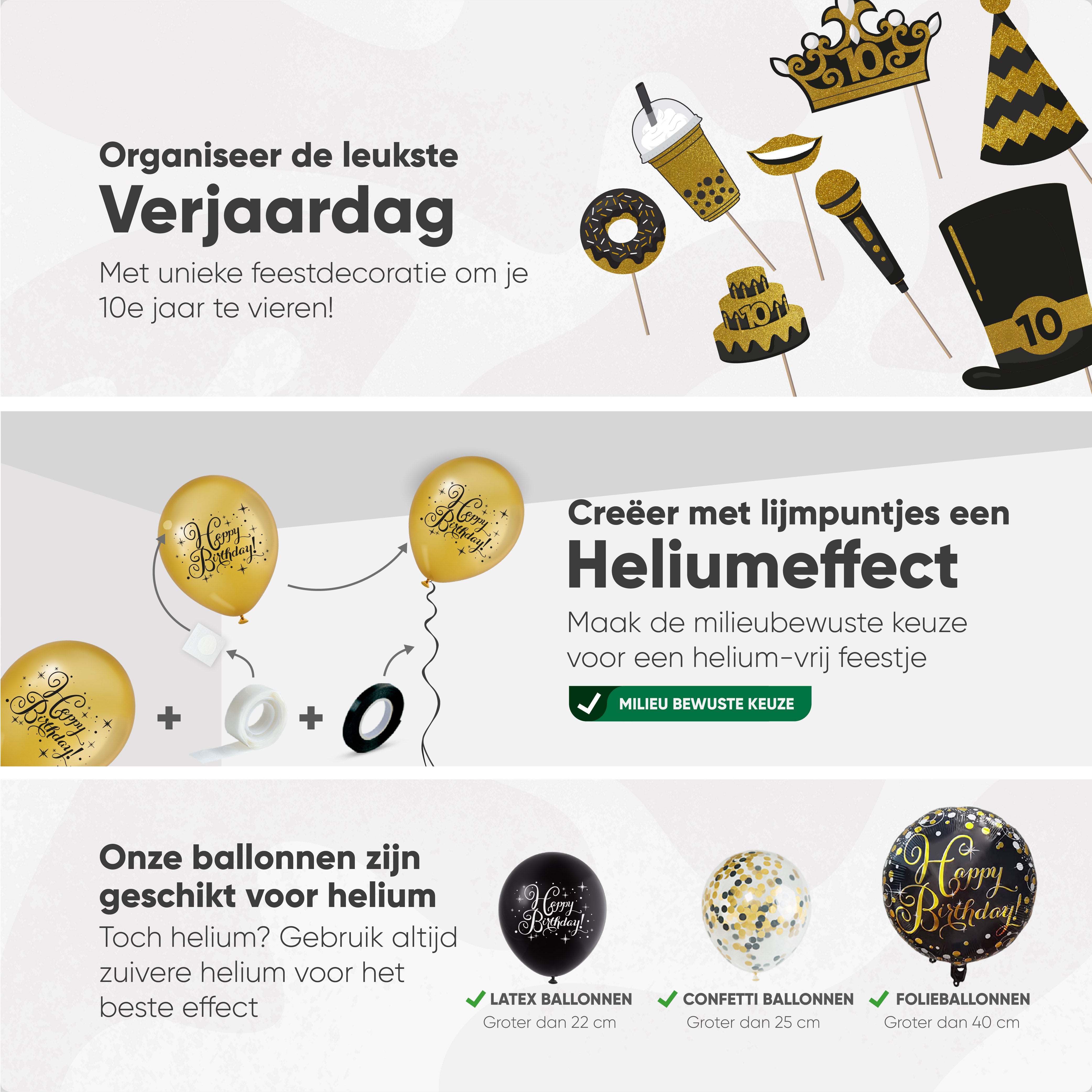 10 Jaar Leeftijd Feestpakket Zwart Goud
