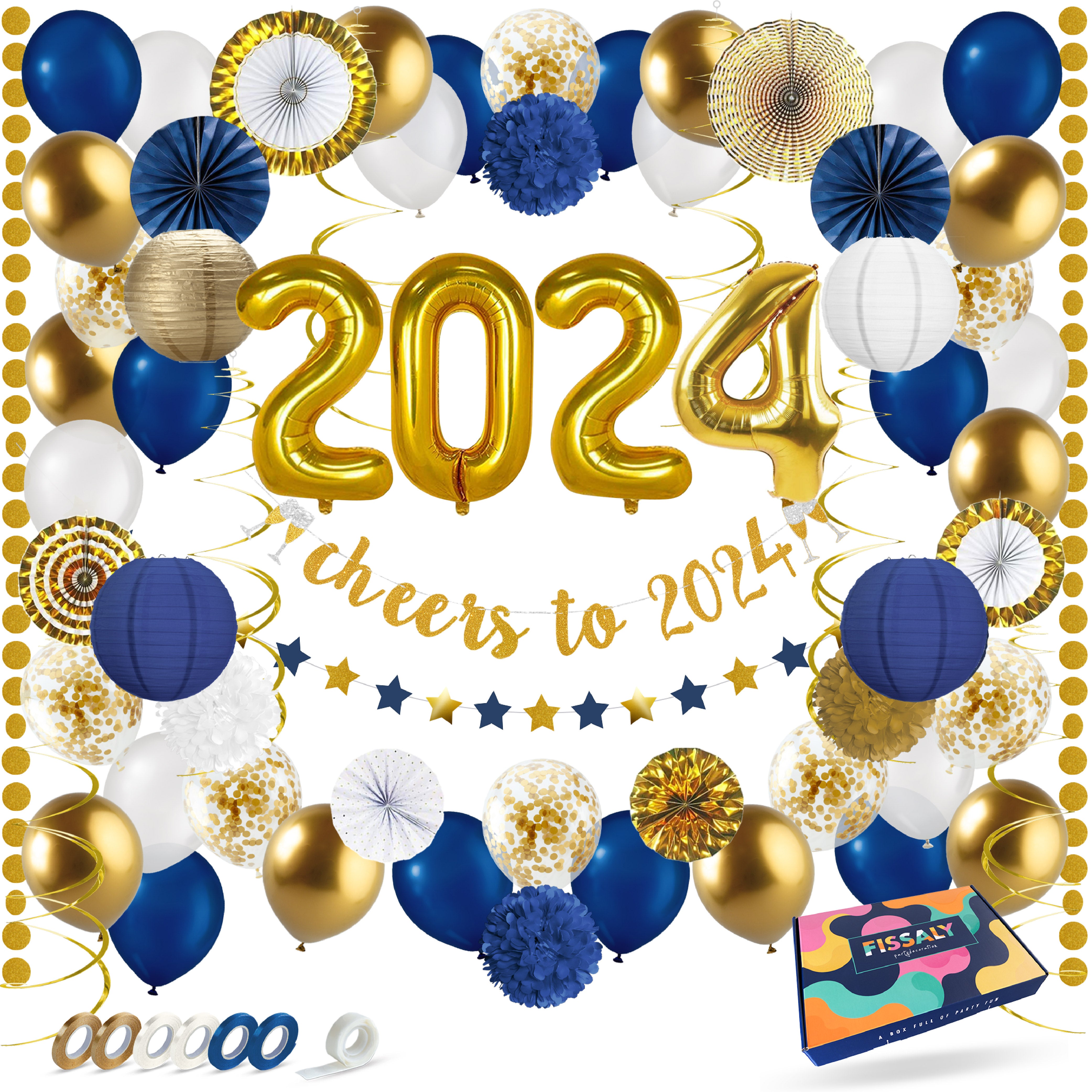 2024 Oud & Nieuw Feestpakket Marineblauw & Goud