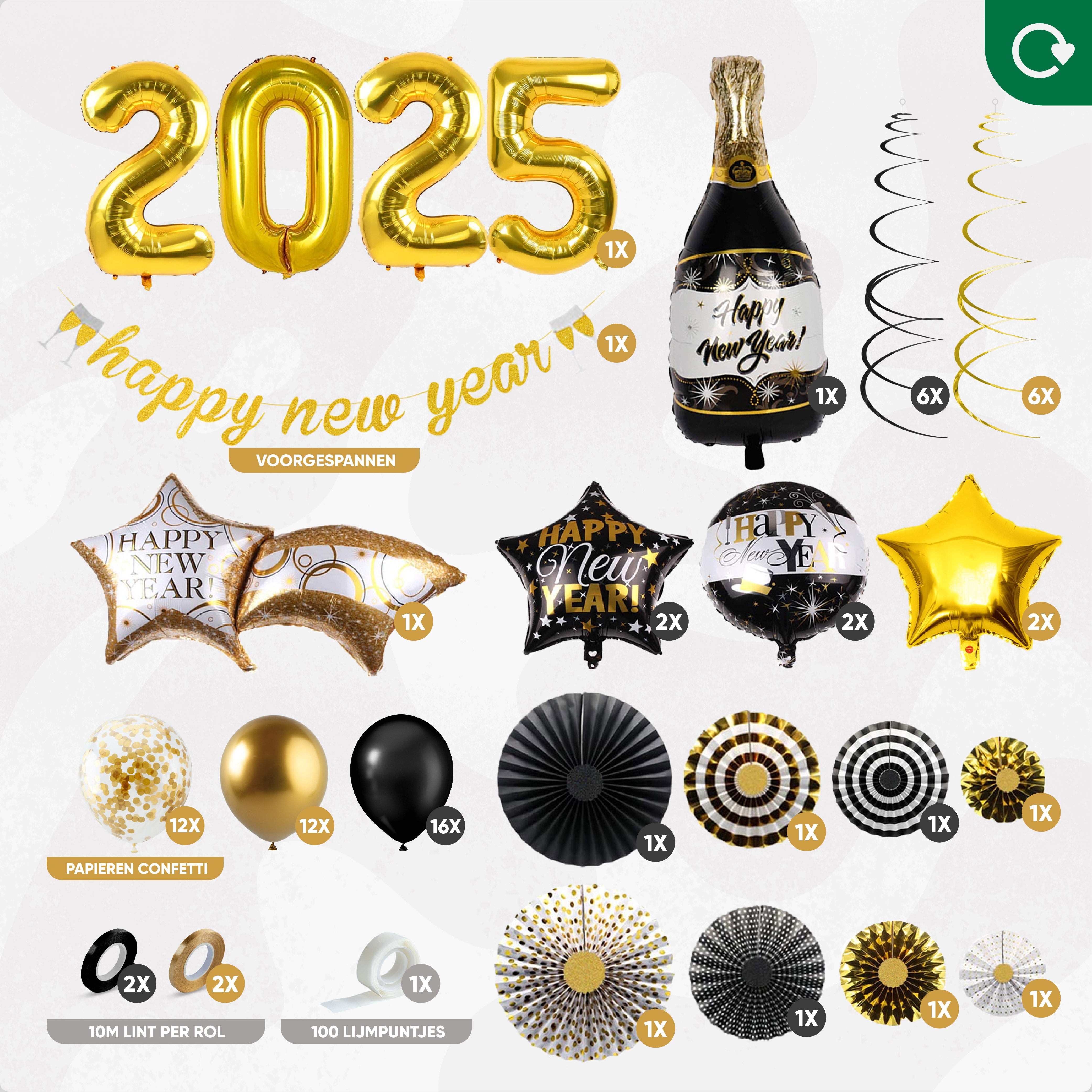 2025 Oud & Nieuw Feestpakket Zwart & Goud