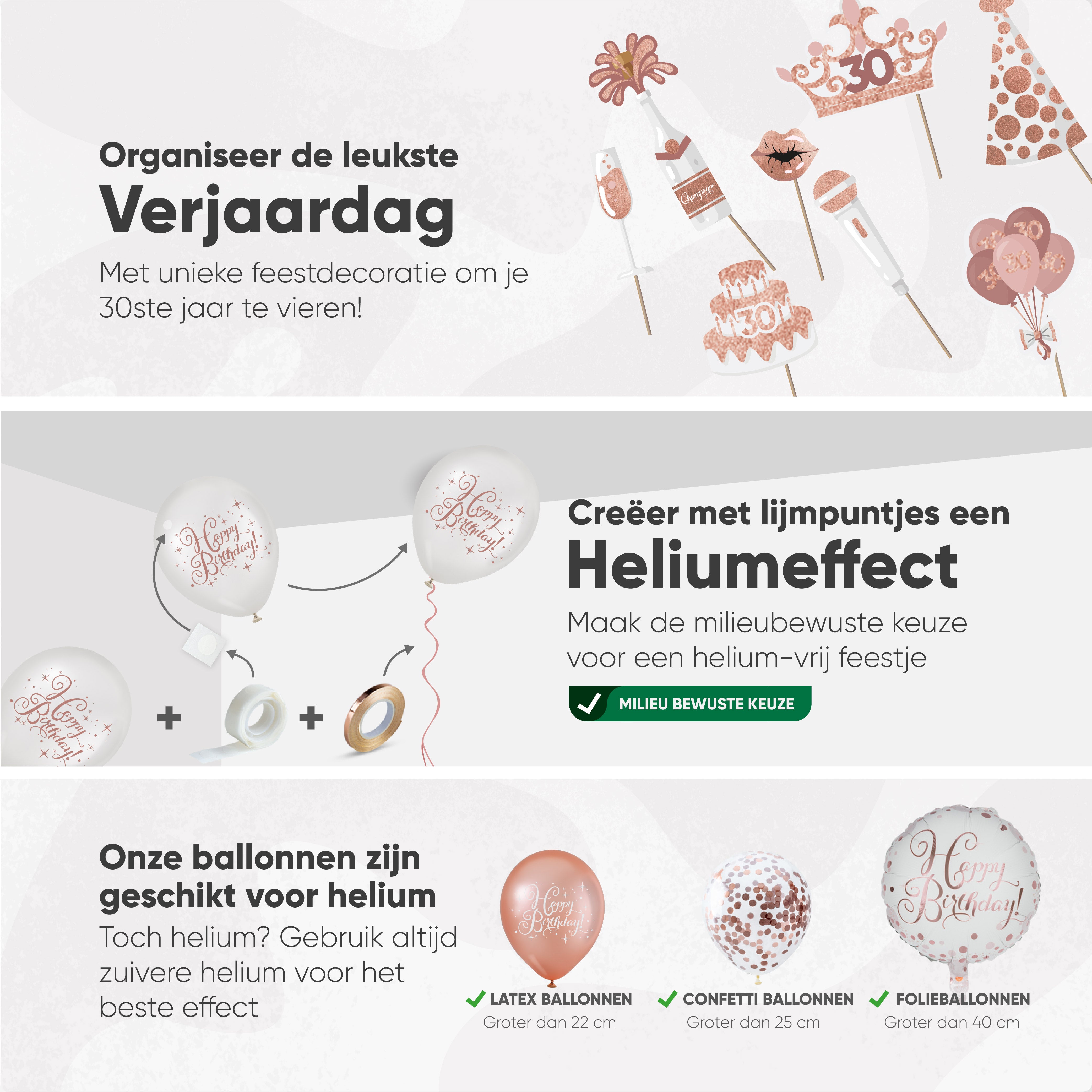 30 Jaar Leeftijd Feestpakket Rose Goud & Wit