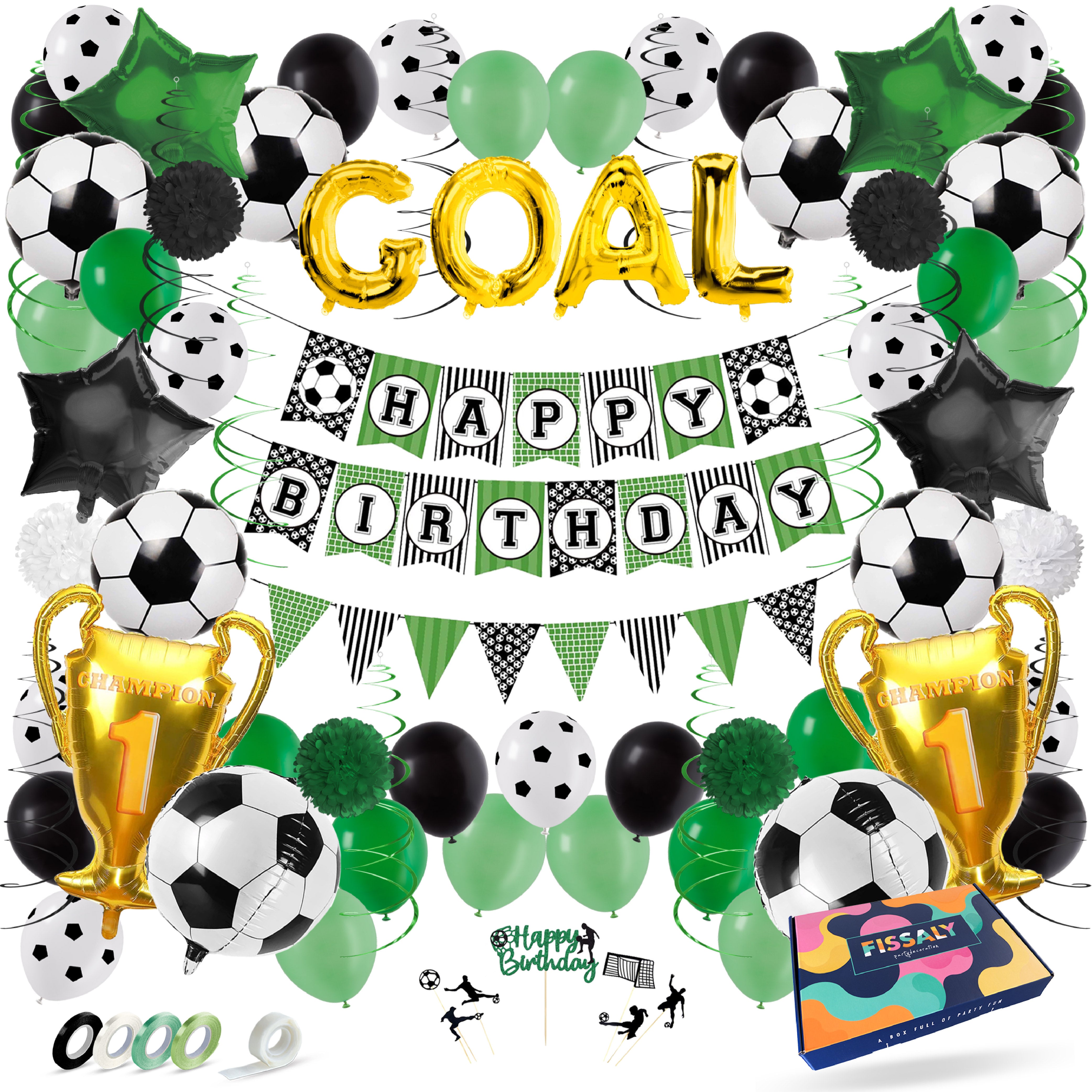 Voetbal Verjaardag Feestpakket Zwart, Groen & Wit