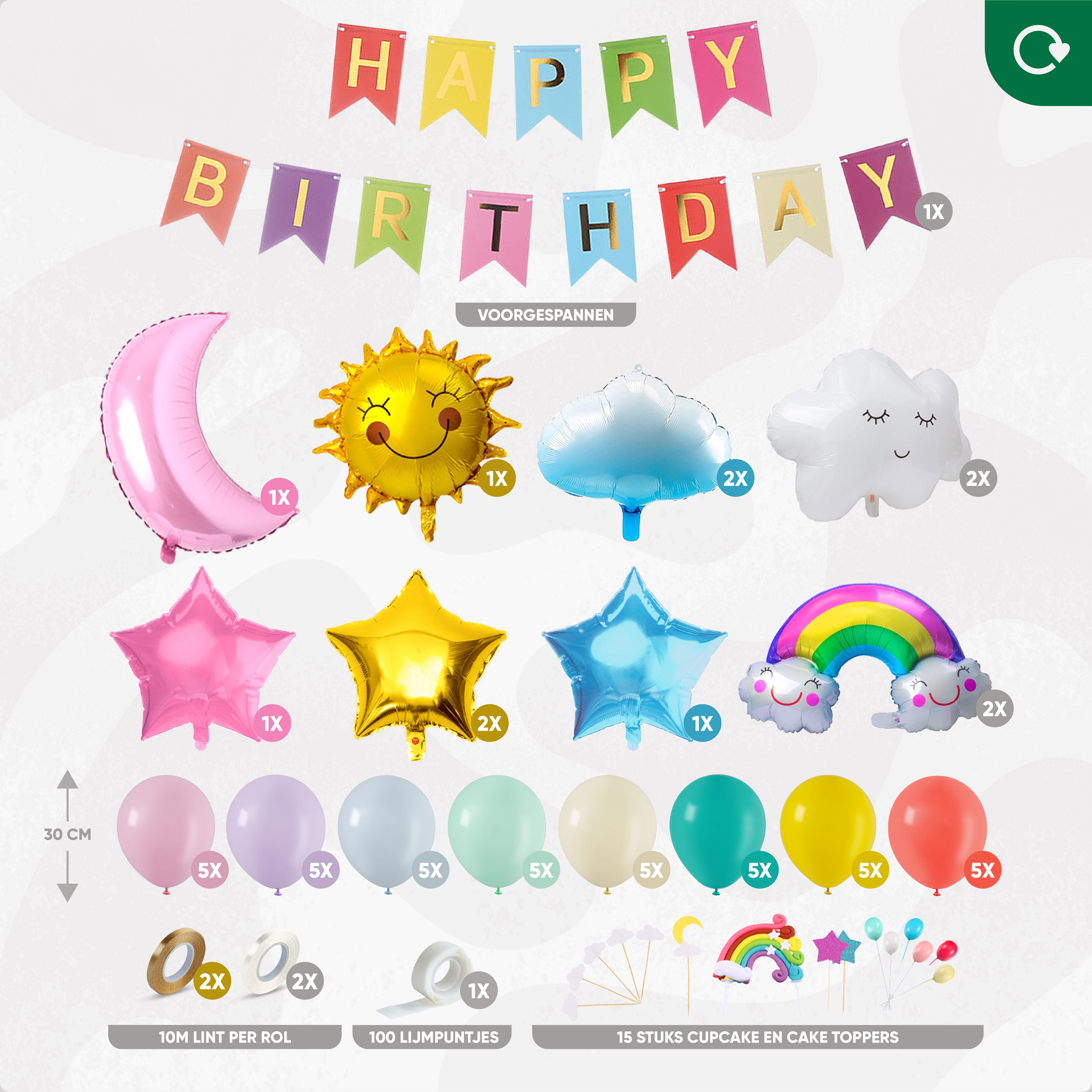 Regenboog Wolken Pastel Verjaardag Feestpakket