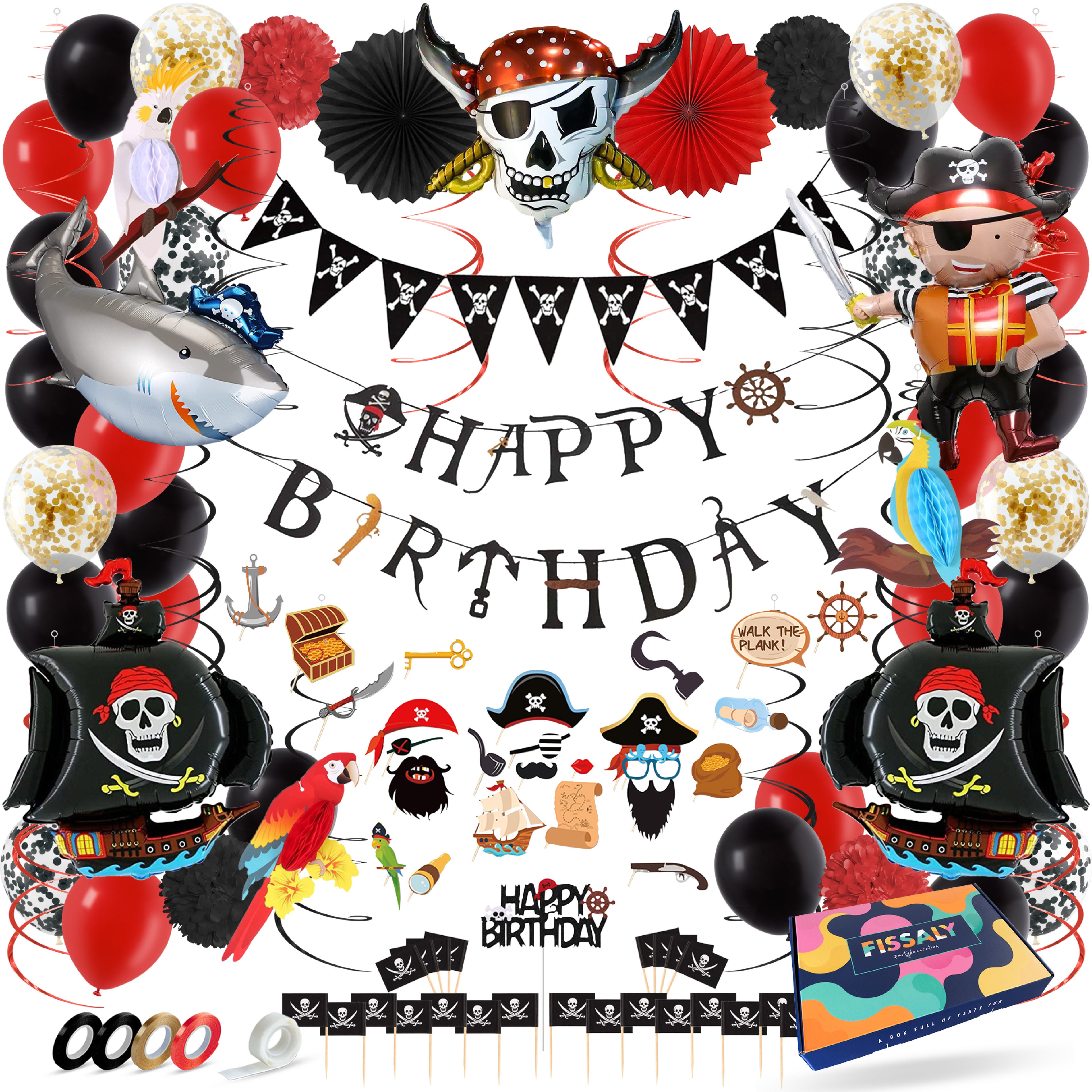 Piraten Verjaardag Feestpakket Zwart, Rood & Goud