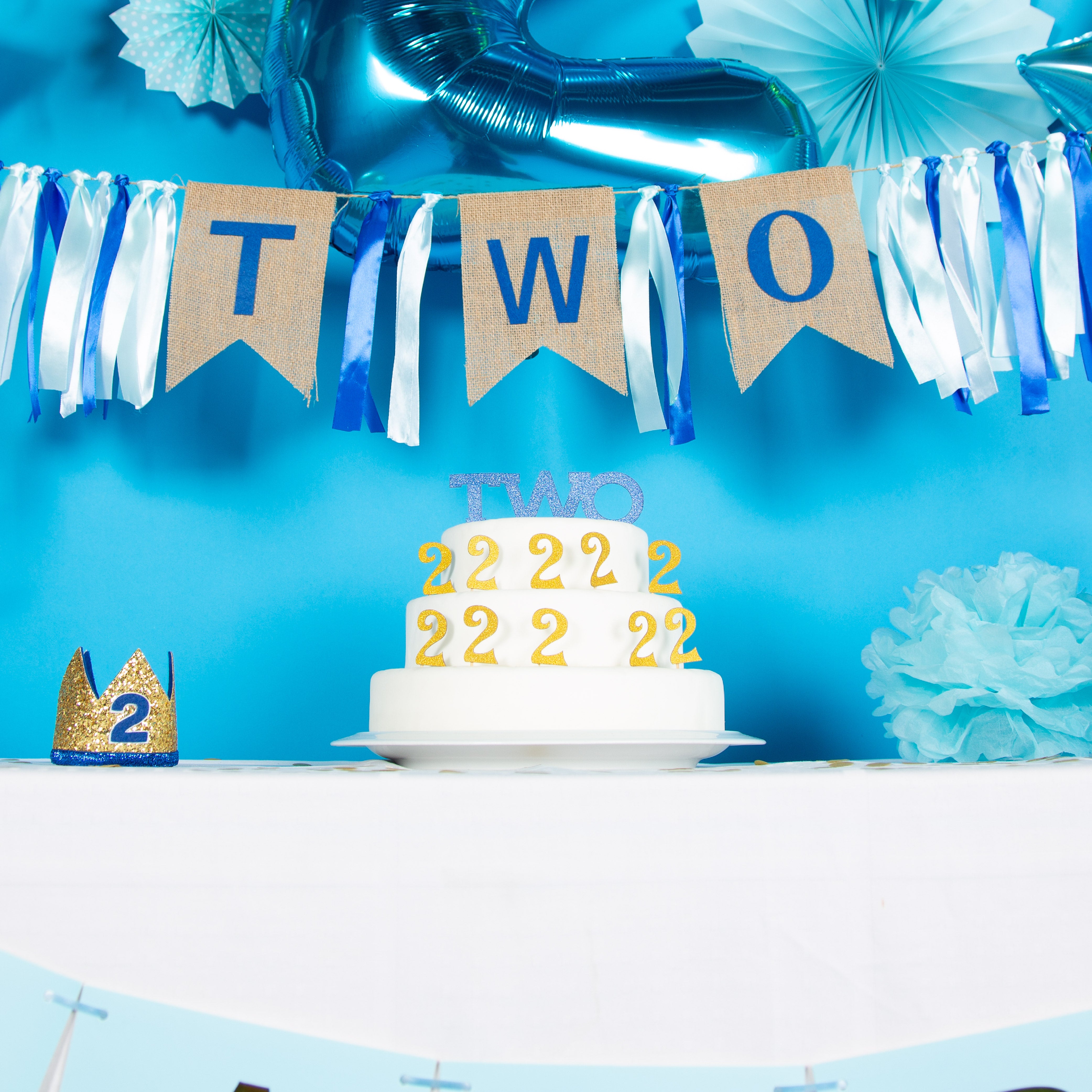 Jongen 2 Jaar Verjaardag Feestpakket Blauw & Goud
